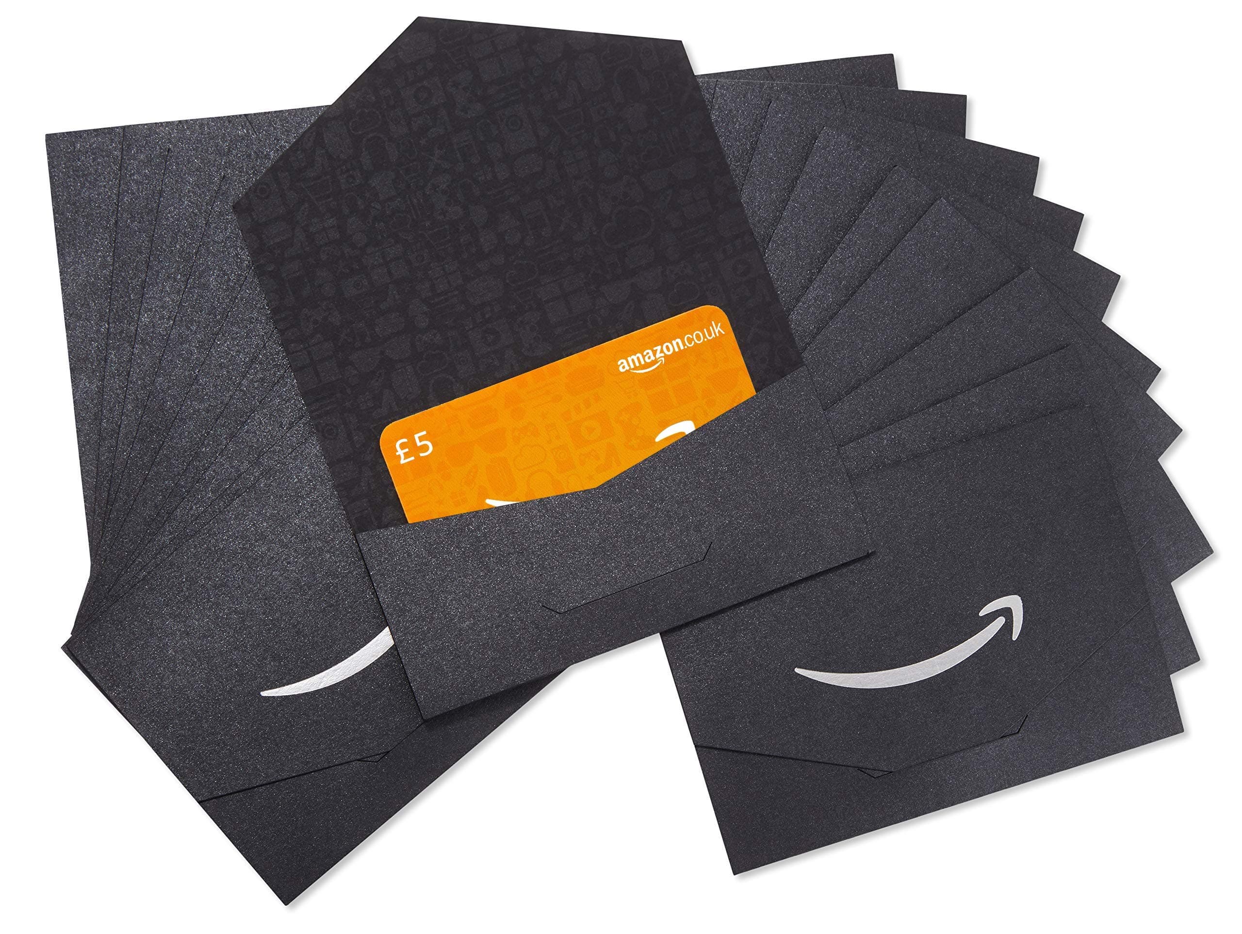 Amazon.co.uk £5 Gift Cards - In a Mini Envelope (Black & Silver) - Pack of 20