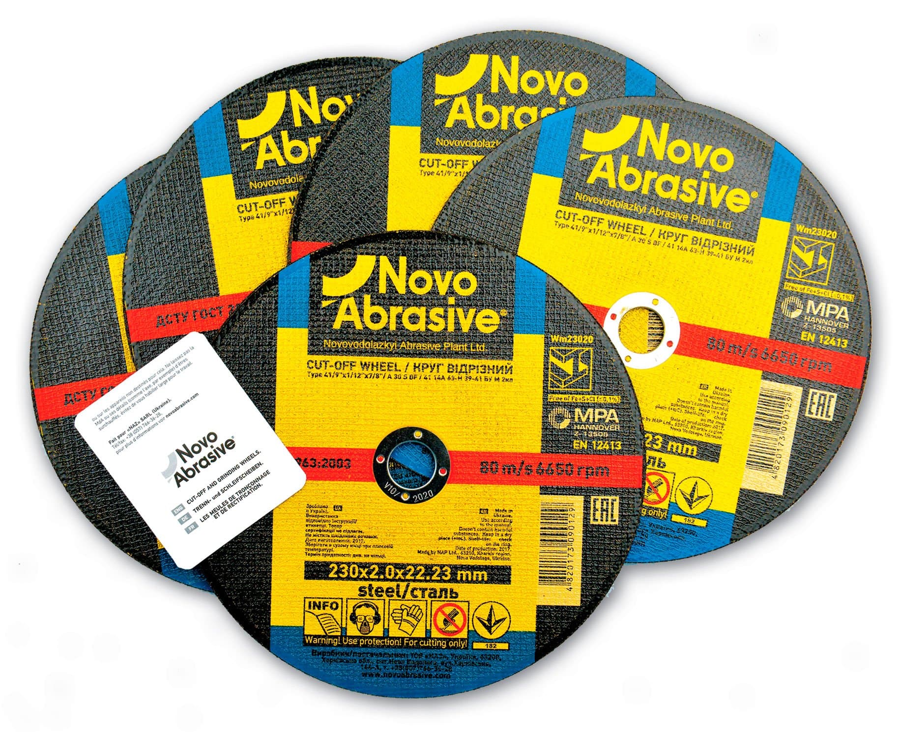 NOVOABRASIVE Cutting Discs 230 x 2.0 x 22.2 mm For Metal, Stainless Steel, Steel and Non-Ferrous Metals, Pack of 5 pcs