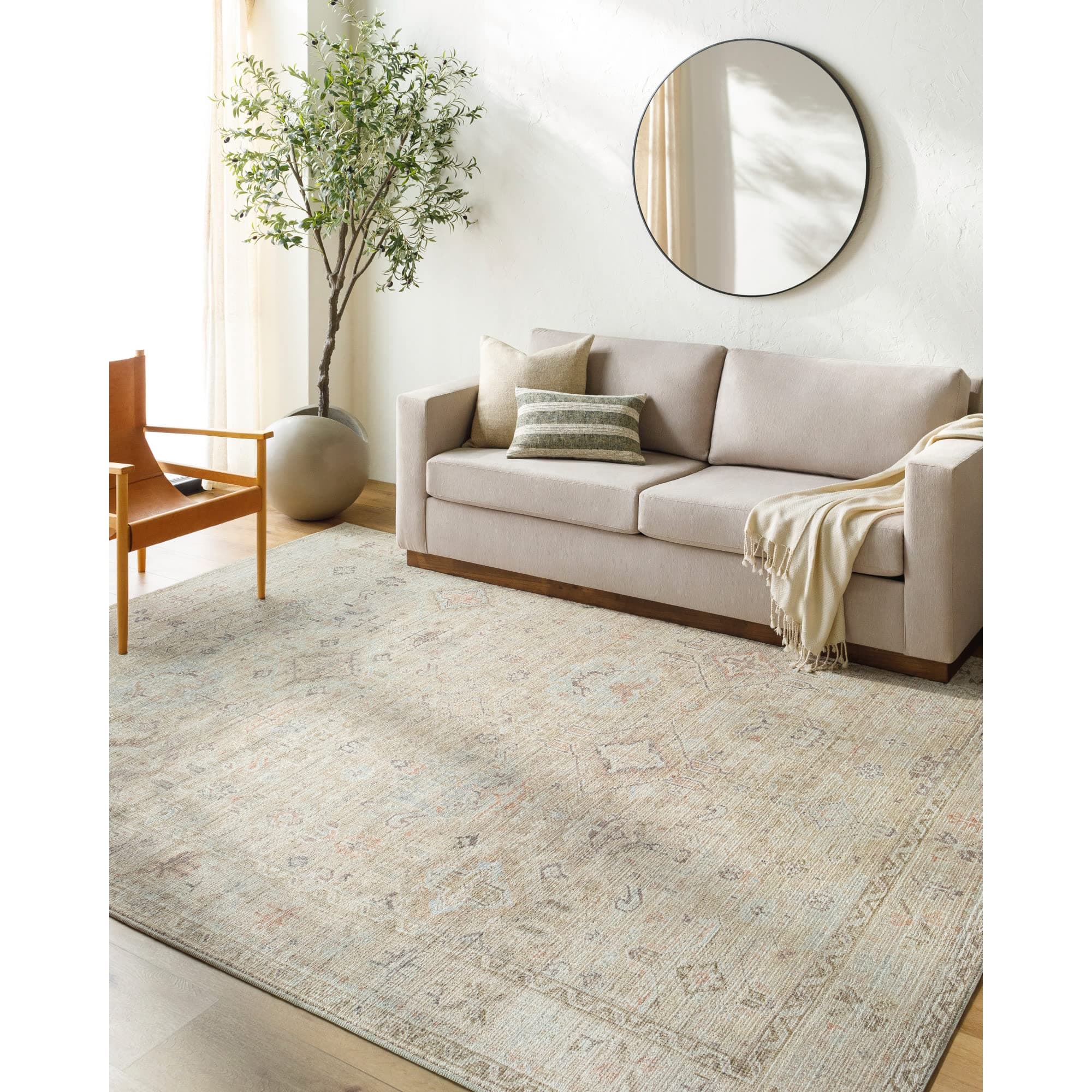 x Becki Owens Marlene Vintage Medallion Area Rug, 5'3" x 7', Cream