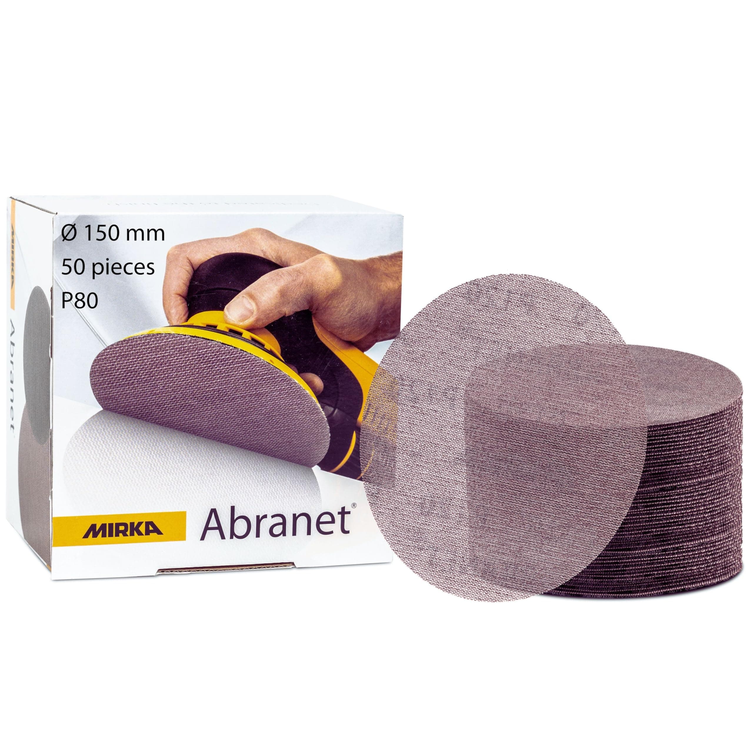 Abrasives Abranet Abrasive Discs 150 mm 80 Grit (50 Box) (5424105080), Cream