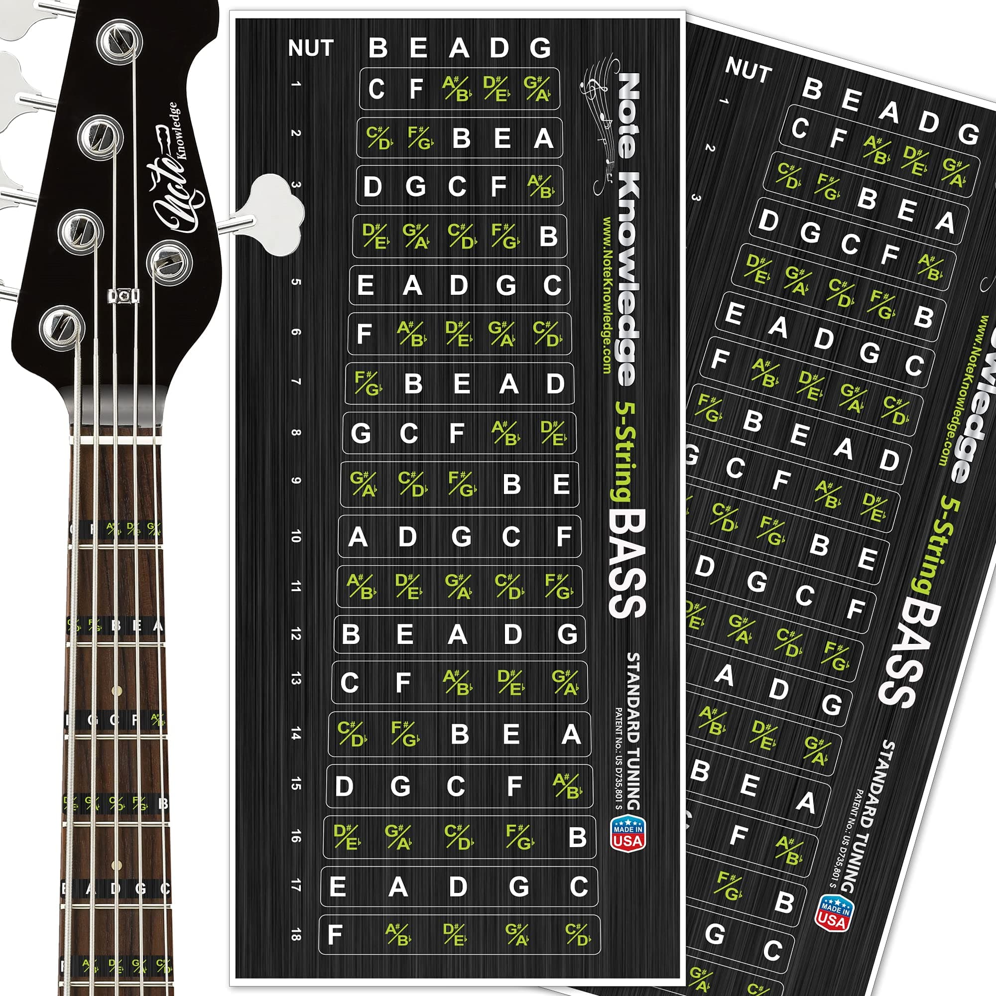 5-String Bass Note Map Decals
