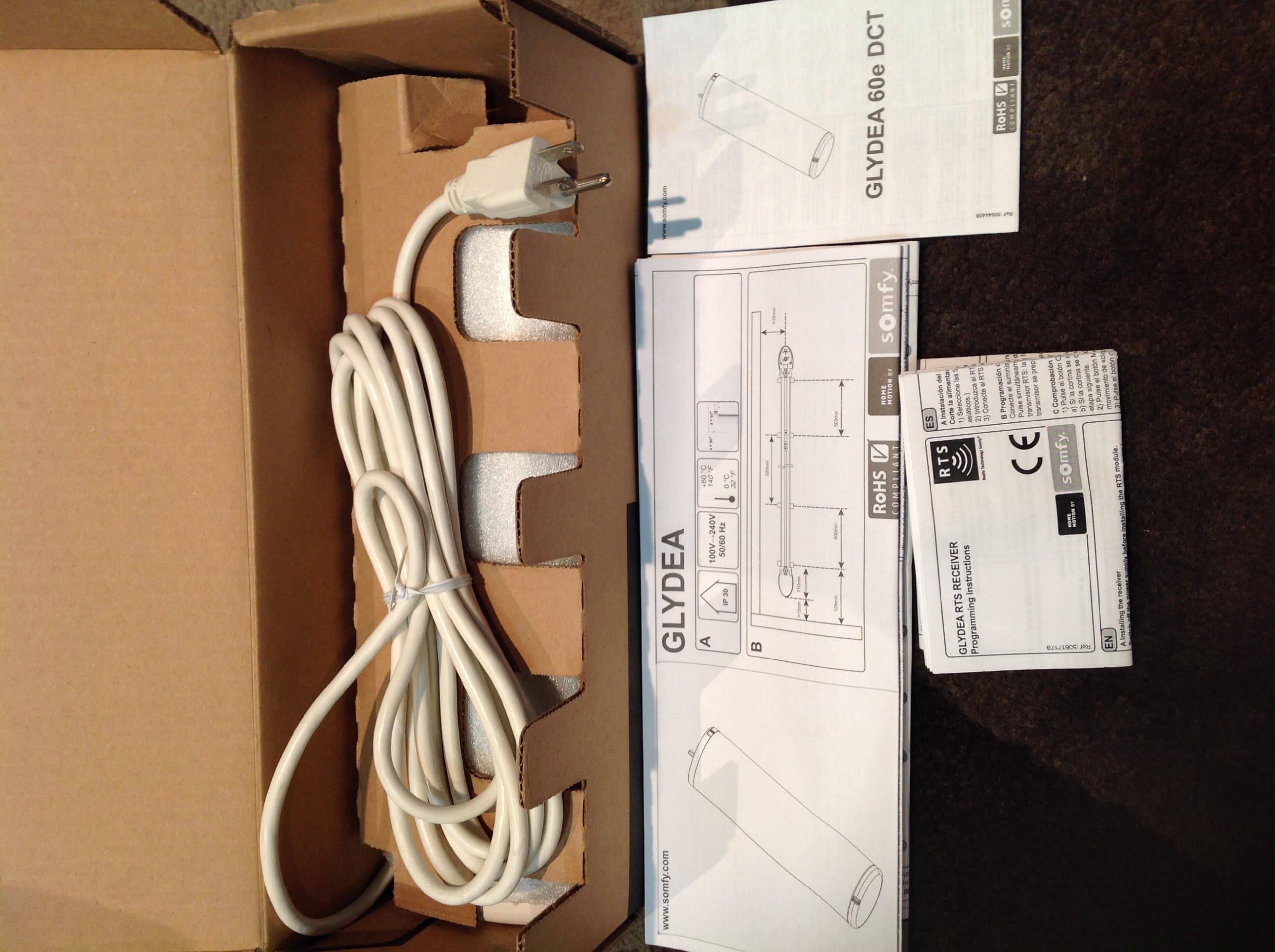 1 QTY: Somfy GLYDEA 60E RTS US 10' PLUG