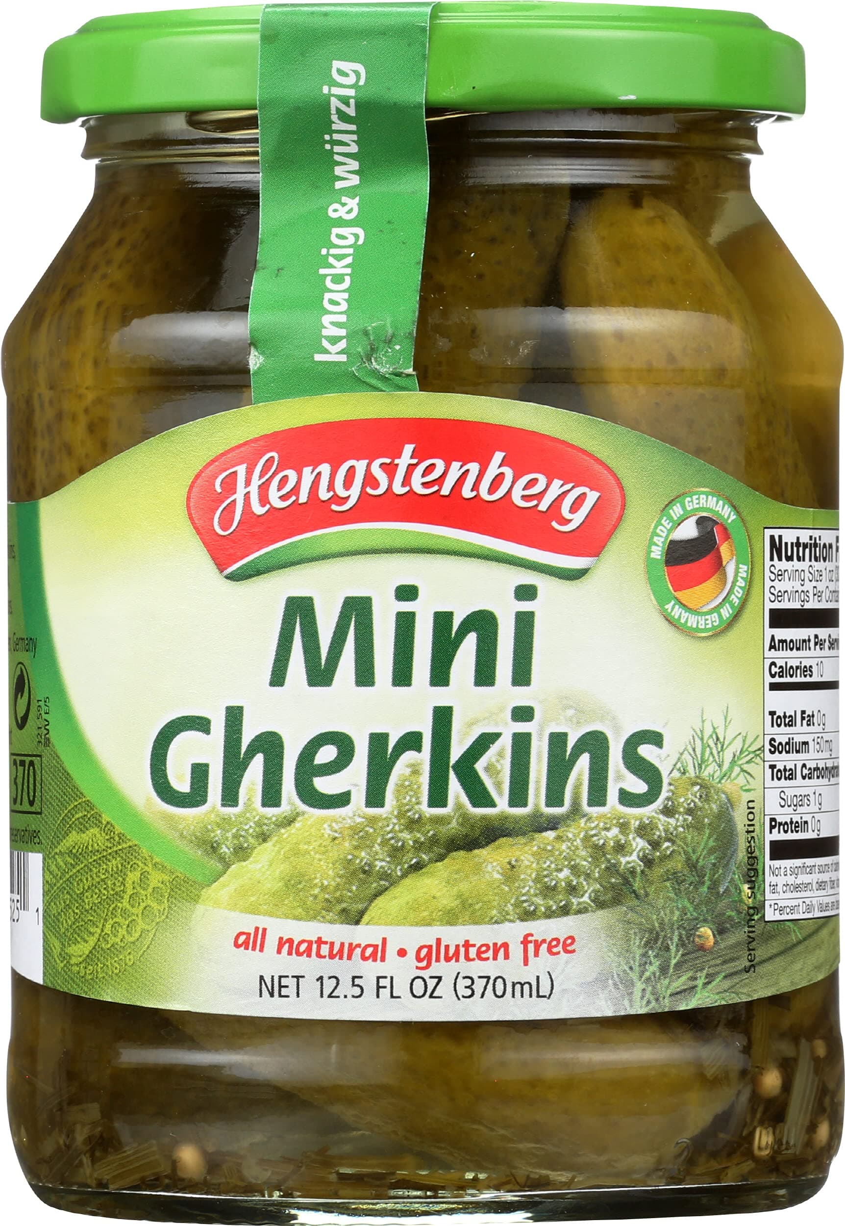 Hengstenberg Pickle Gherkins Mini, 12.5 oz