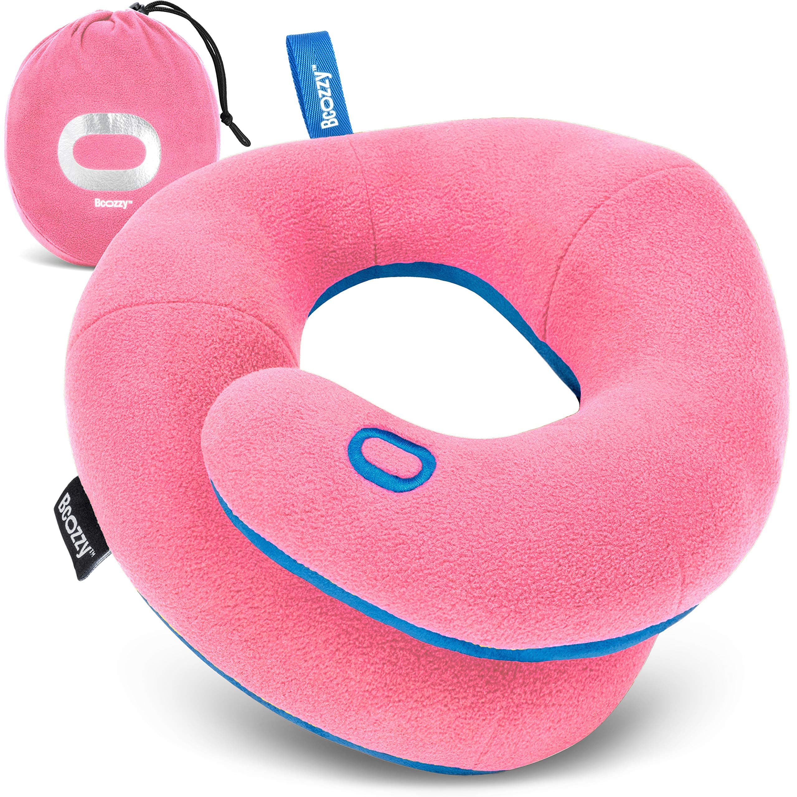 BCOZZYKids Chin Supporting Travel Neck Pillow, Pink