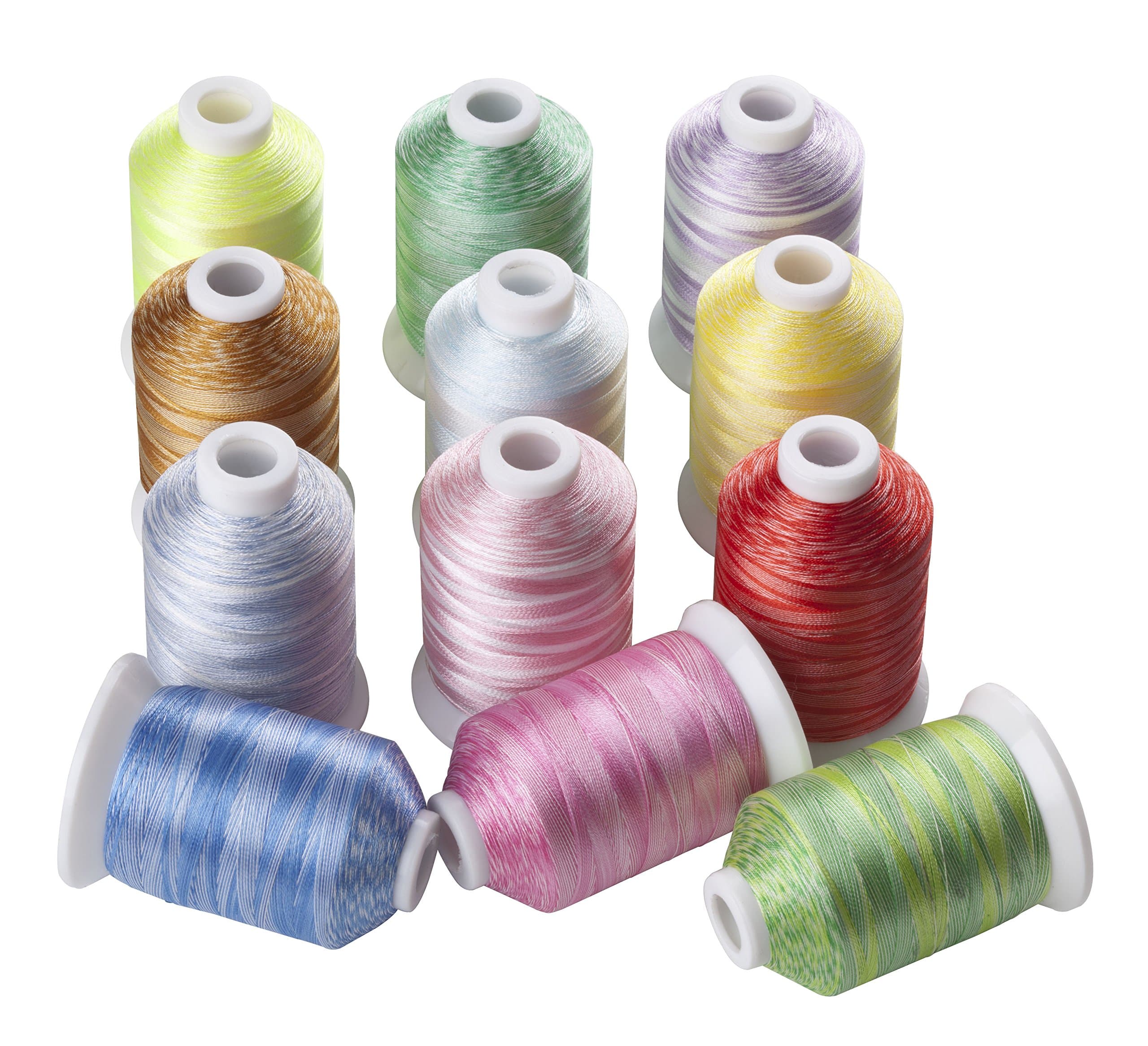 S108-S120 - 12 Variegated Colors Polyester Embroidery Machine Thread