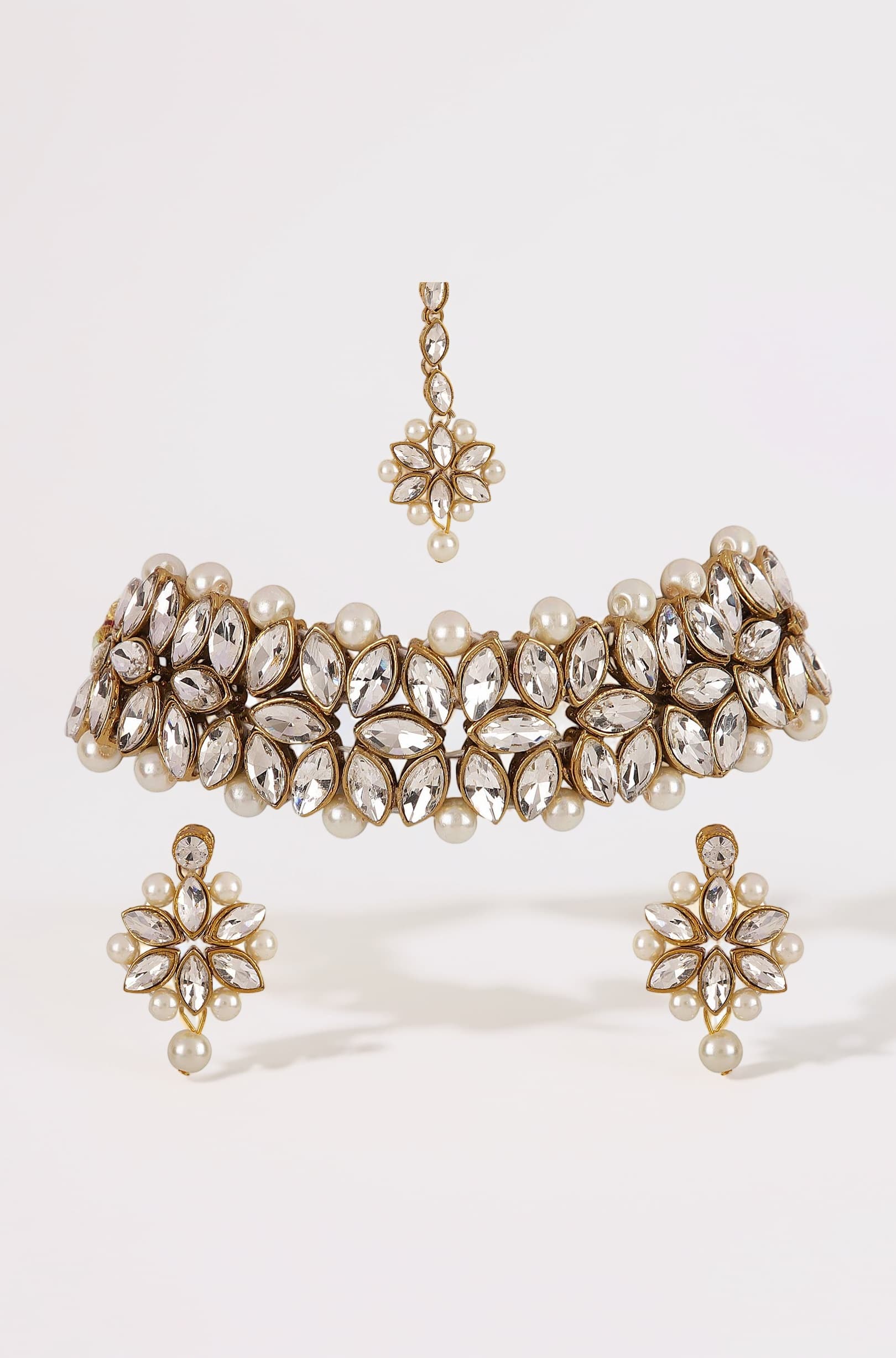 Latest Choker Design Antique Kundan Traditional Necklace Jewellery Set for Women