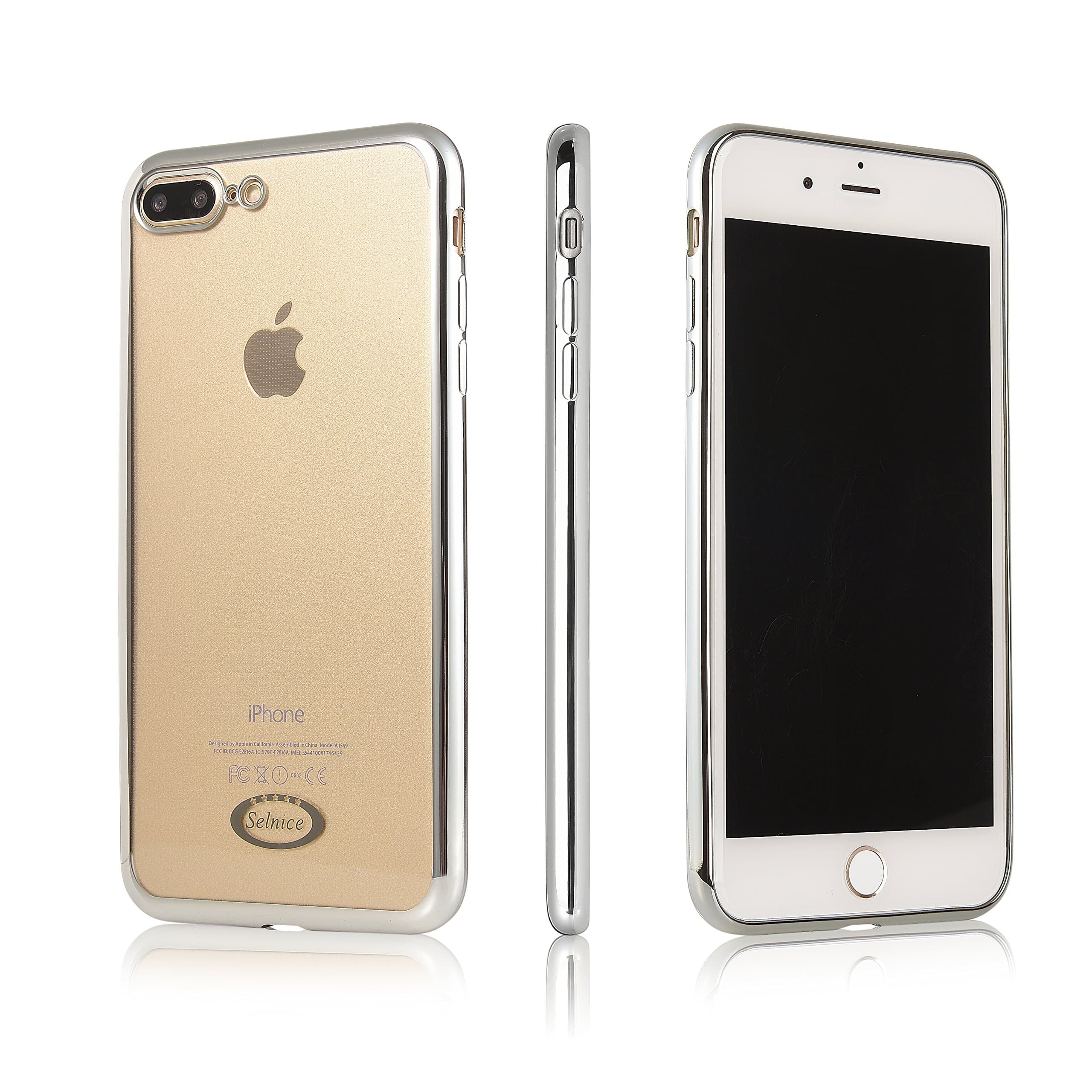 iPhone 7 plus Case Selnice Soft Slim Fit Flexible Clear Transparent [Electroplating Frame] Premium TPU Case for Apple iPhone 7 plus (Silver)