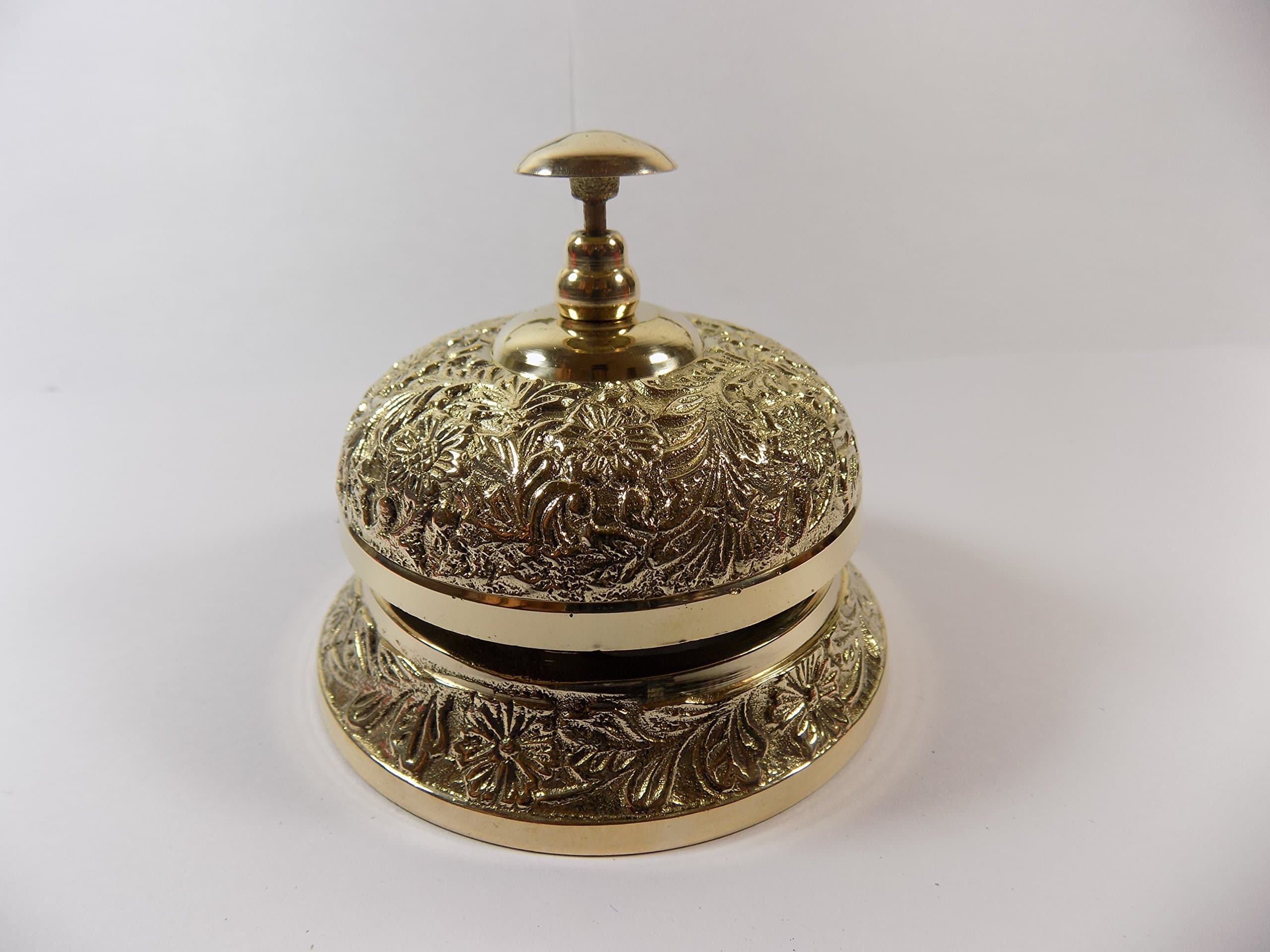 Victorion Brass Embossed Functional Desk Bell Golden Color …