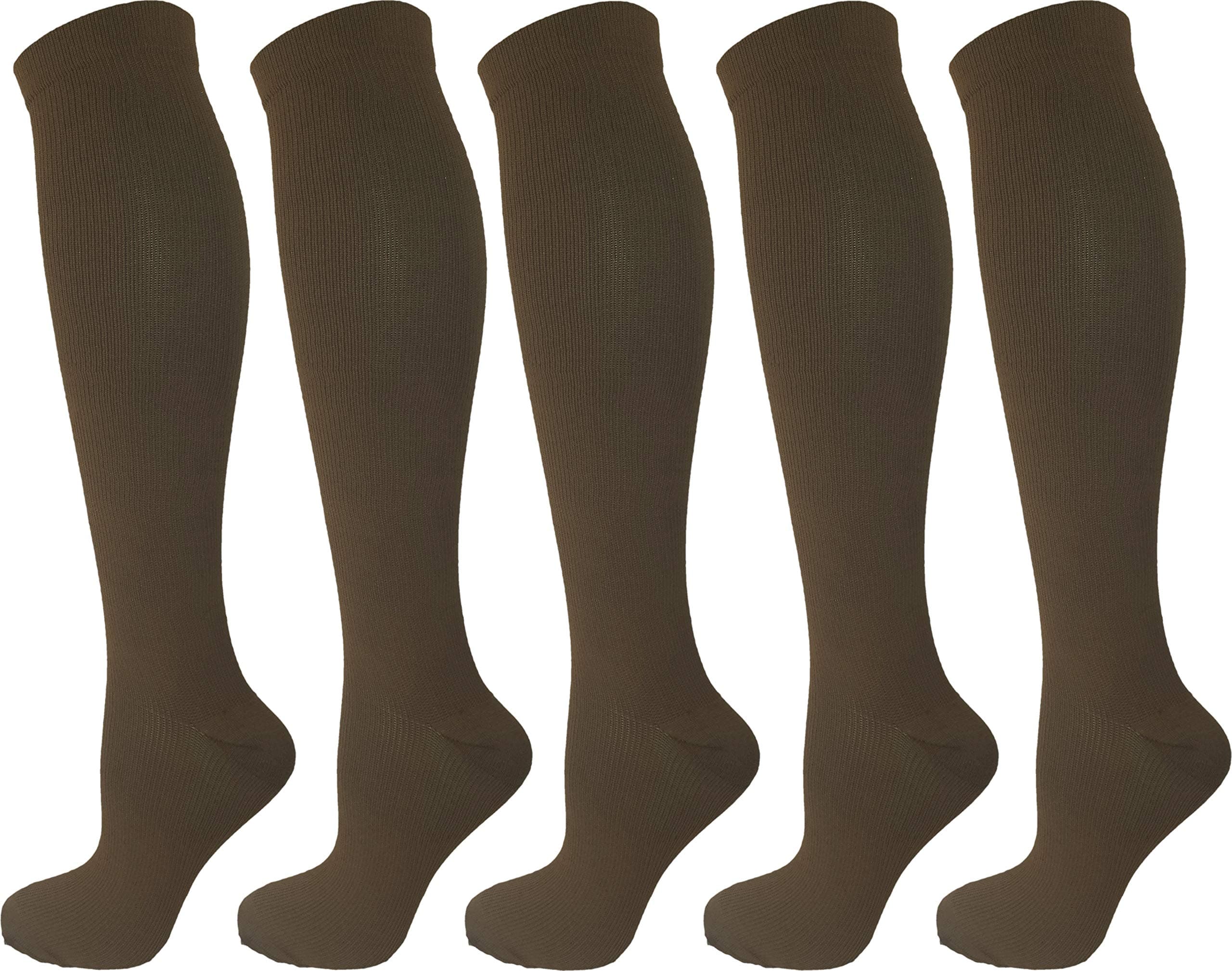 Ladies Moderate Graduated Compression Socks 15-20 mmHg. 5 Pair. Assorted Colors