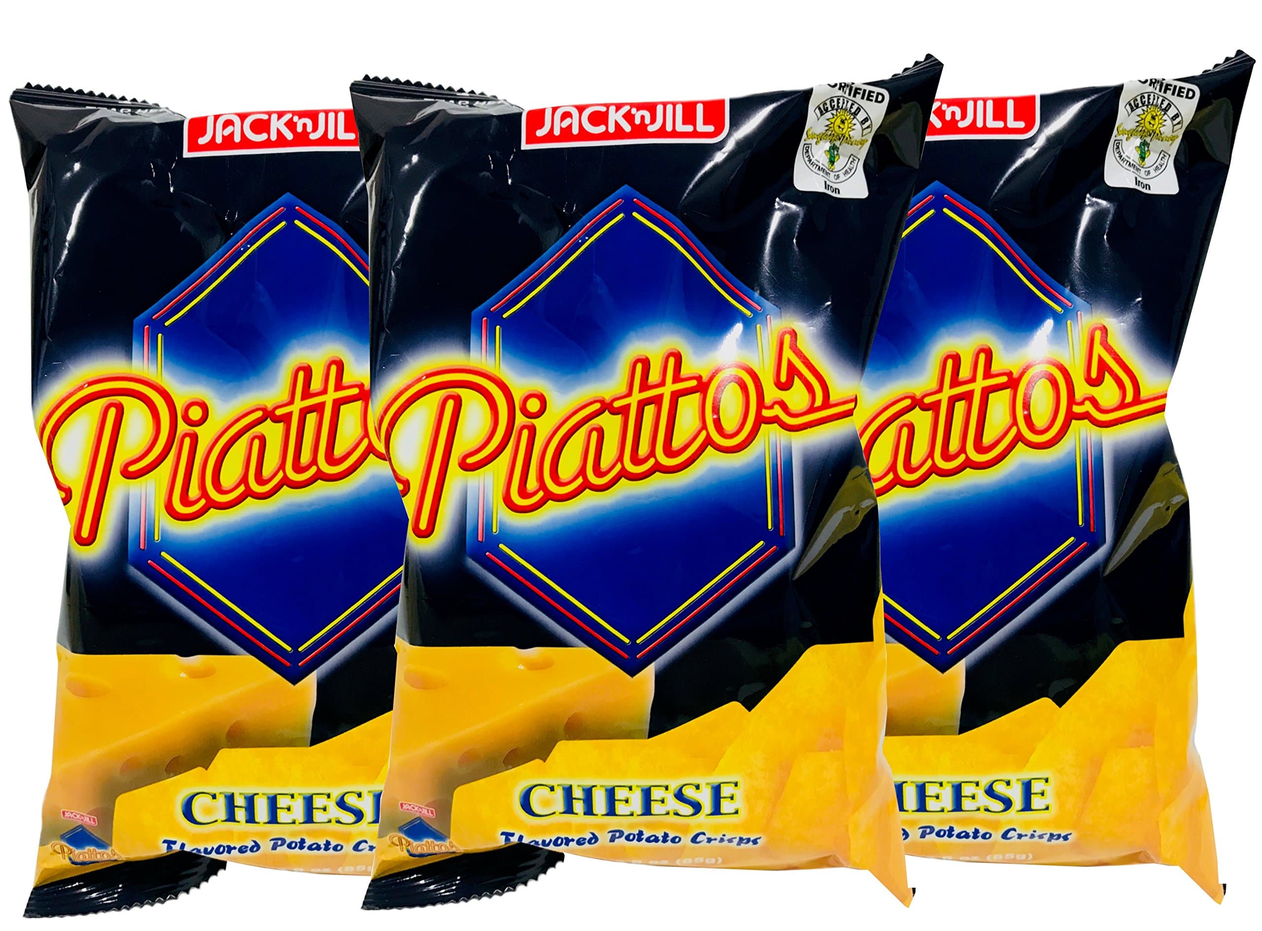 Jack & JIll Piattos Cheese Flavored Potato Crisps, 3 oz, pack of 3