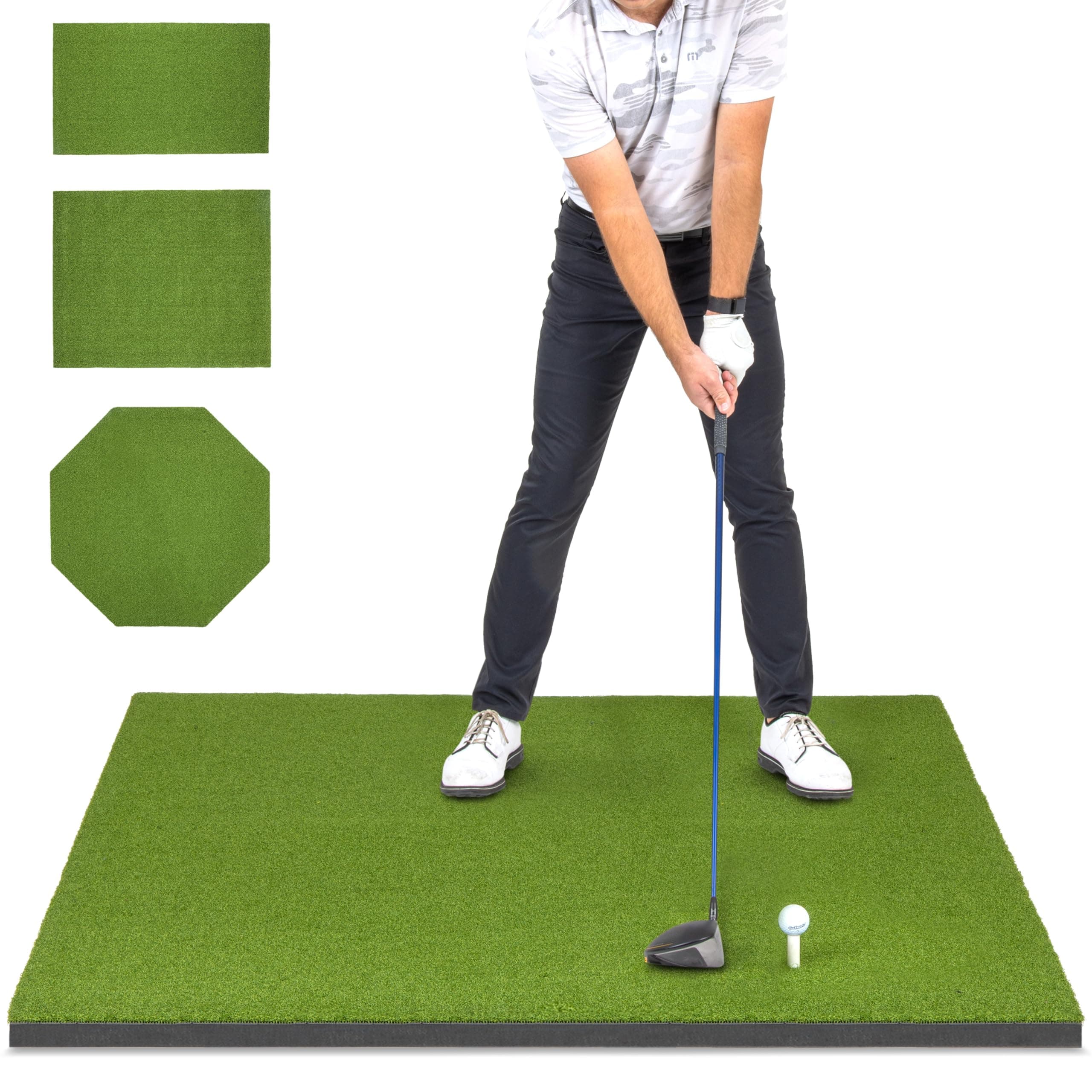 GoSports Elite Golf Hitting Mat for Indoor and Outdoor Practice - Withstands About 150,000 Shots - Heavy-Duty Turf Driving Range Mats Works with Golf Simulators - Includes 3 tees - Choose Your Size
