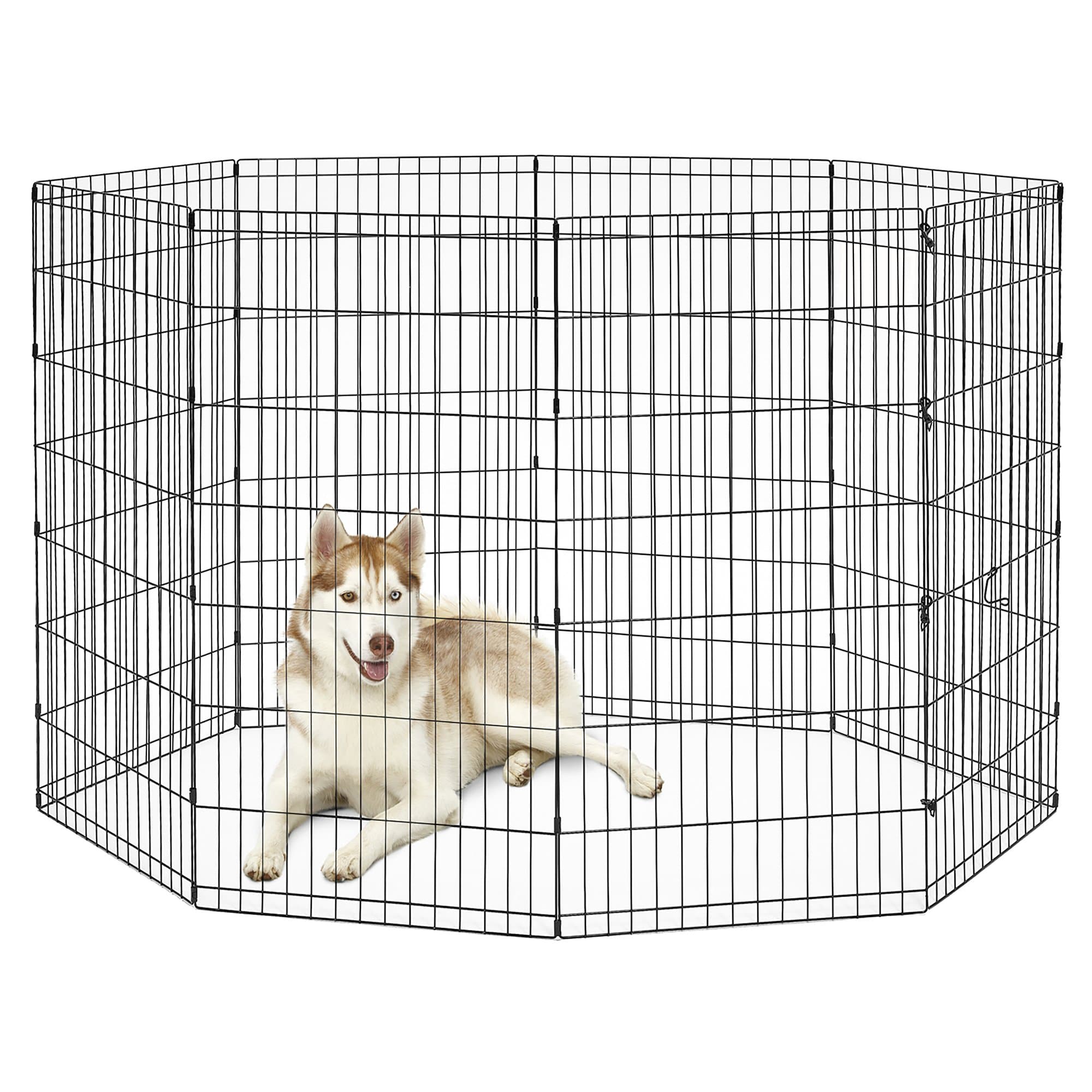 by MidWest Homes for Pets 48-Inch Exercise Pen, for Indoor and Outdoor use, 16 Sq Feet of Play, Folding Dog Pen, No Door Design for Maximum Security, Easy to Set Up, Foldable Pet Playpen