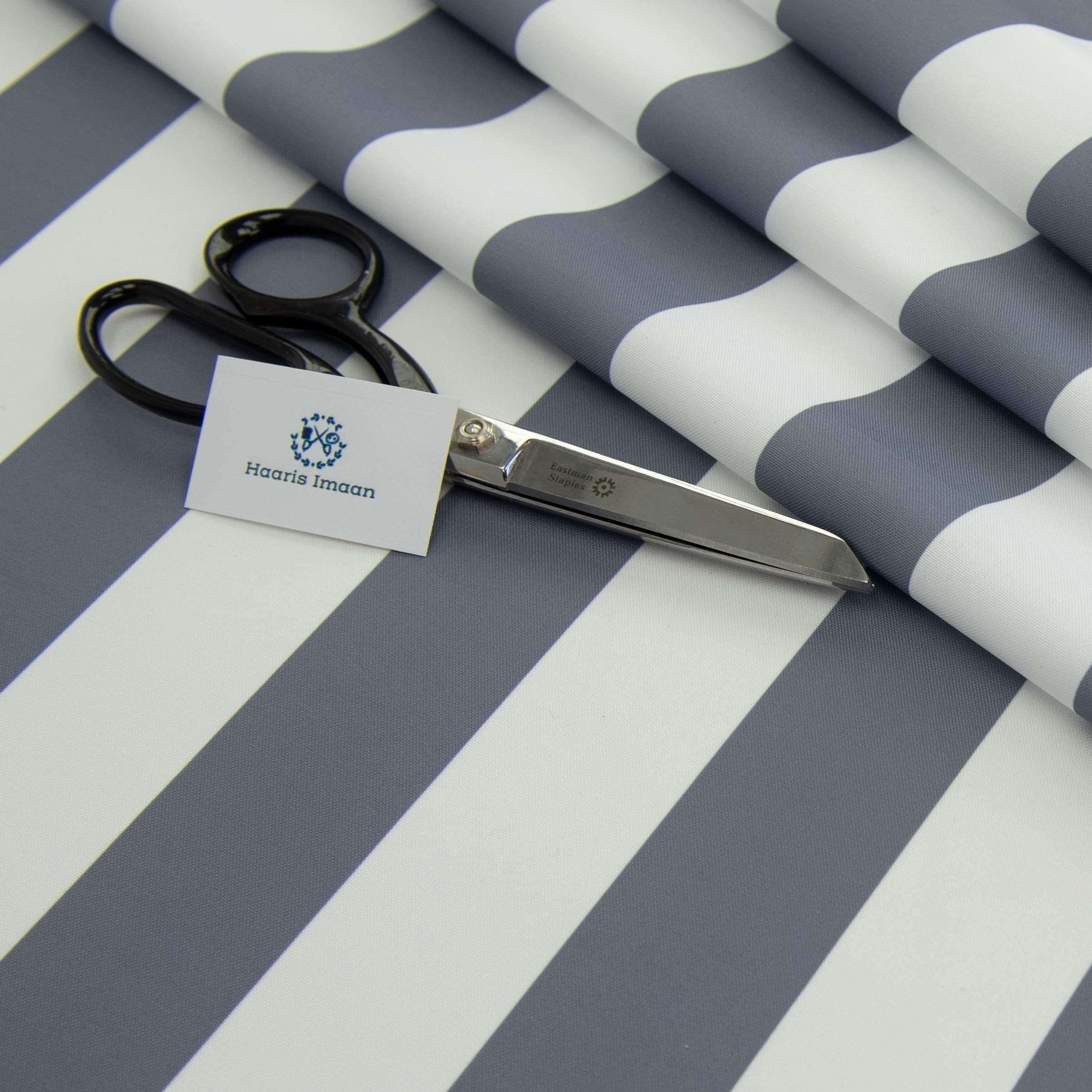 Haaris Imaan Arabesque Collection Printed Water Resistant Upholstery Fabric A4 Sample, Stripe Charcoal