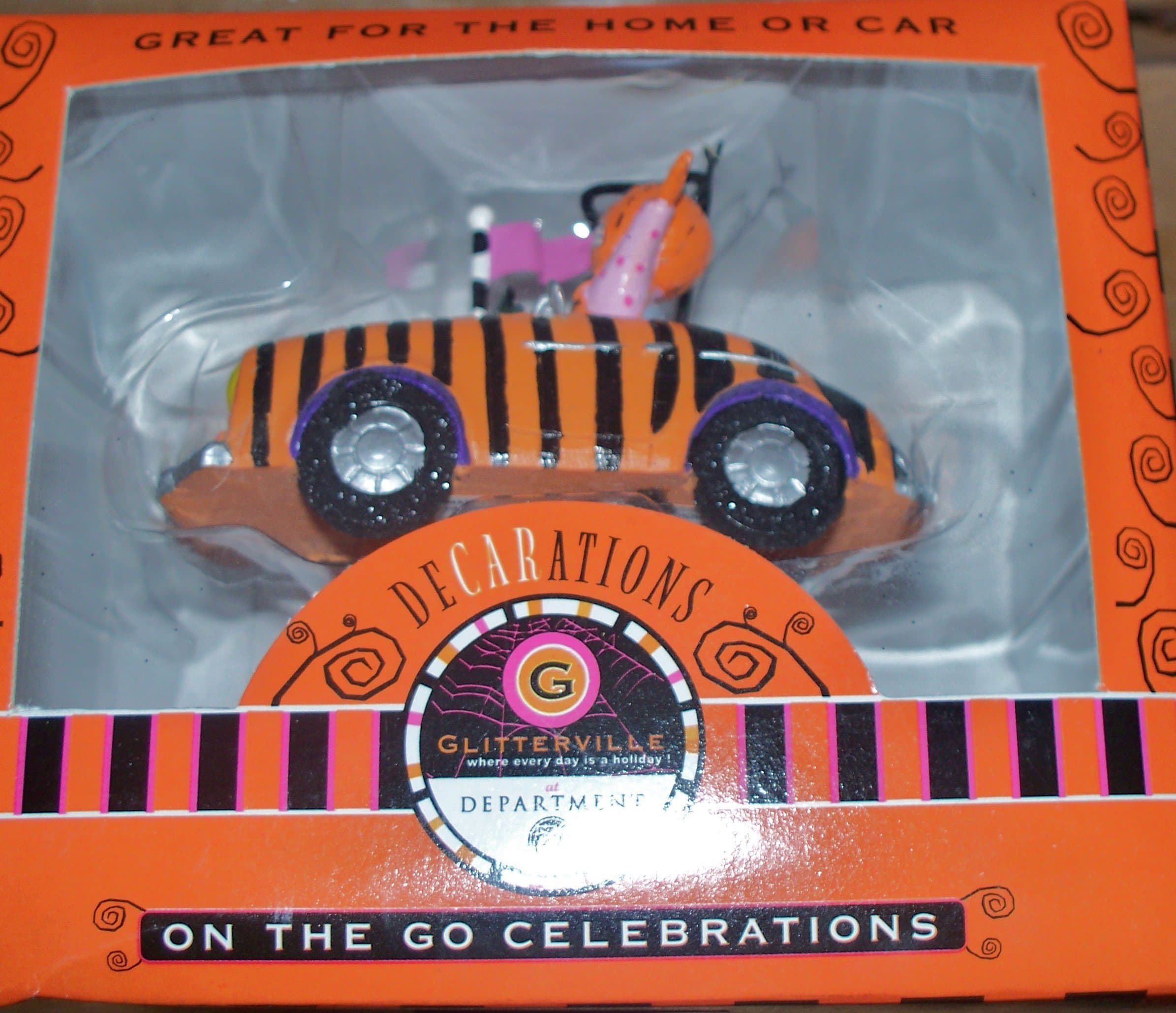 Dept 56 DeCARations Glitterville Pumpkin Head Car Collectible NIB!