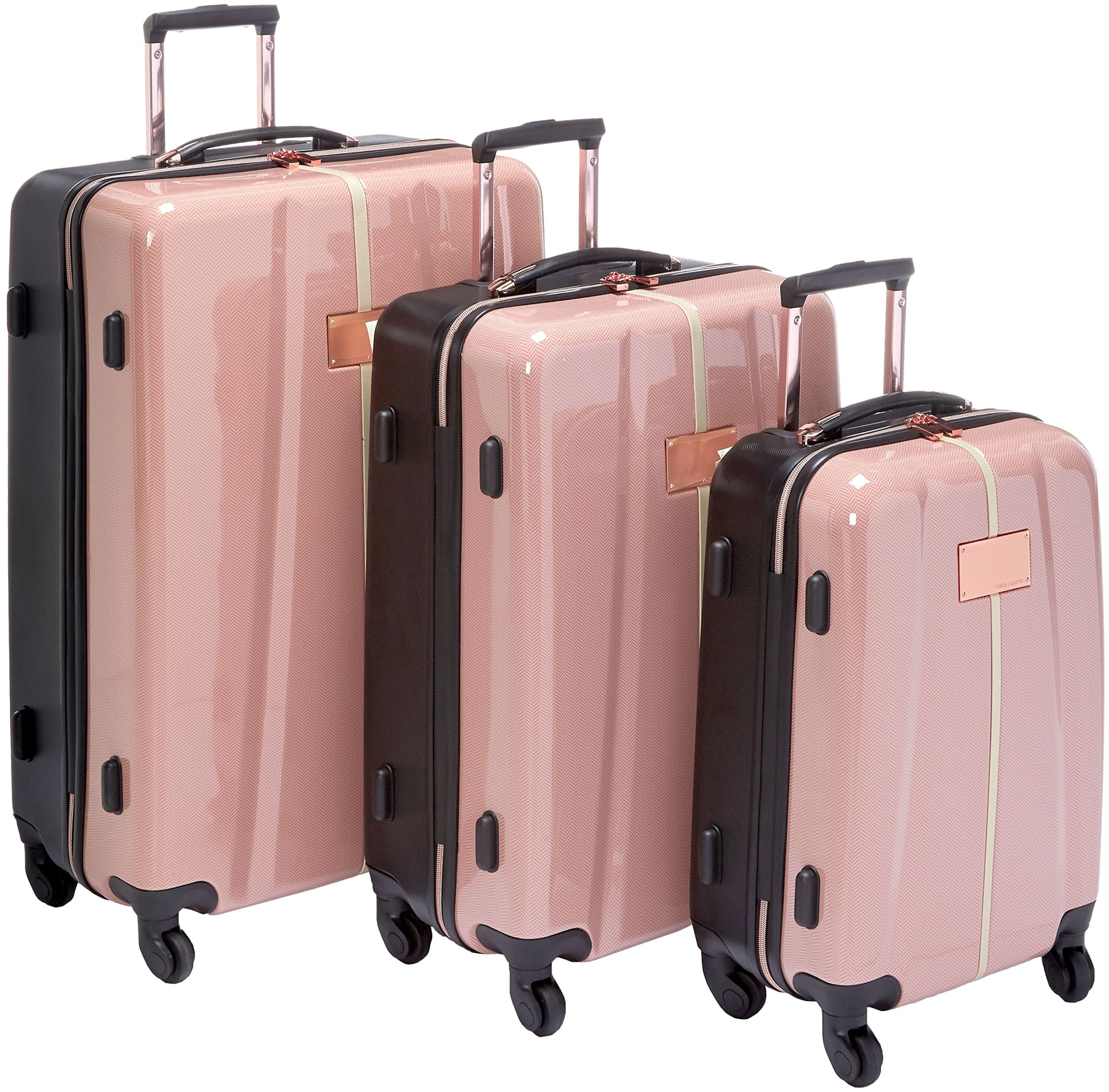 Vince Camuto Leonee 3 Piece Hardside Luggage Spinner Set, Rose Gold, One Size