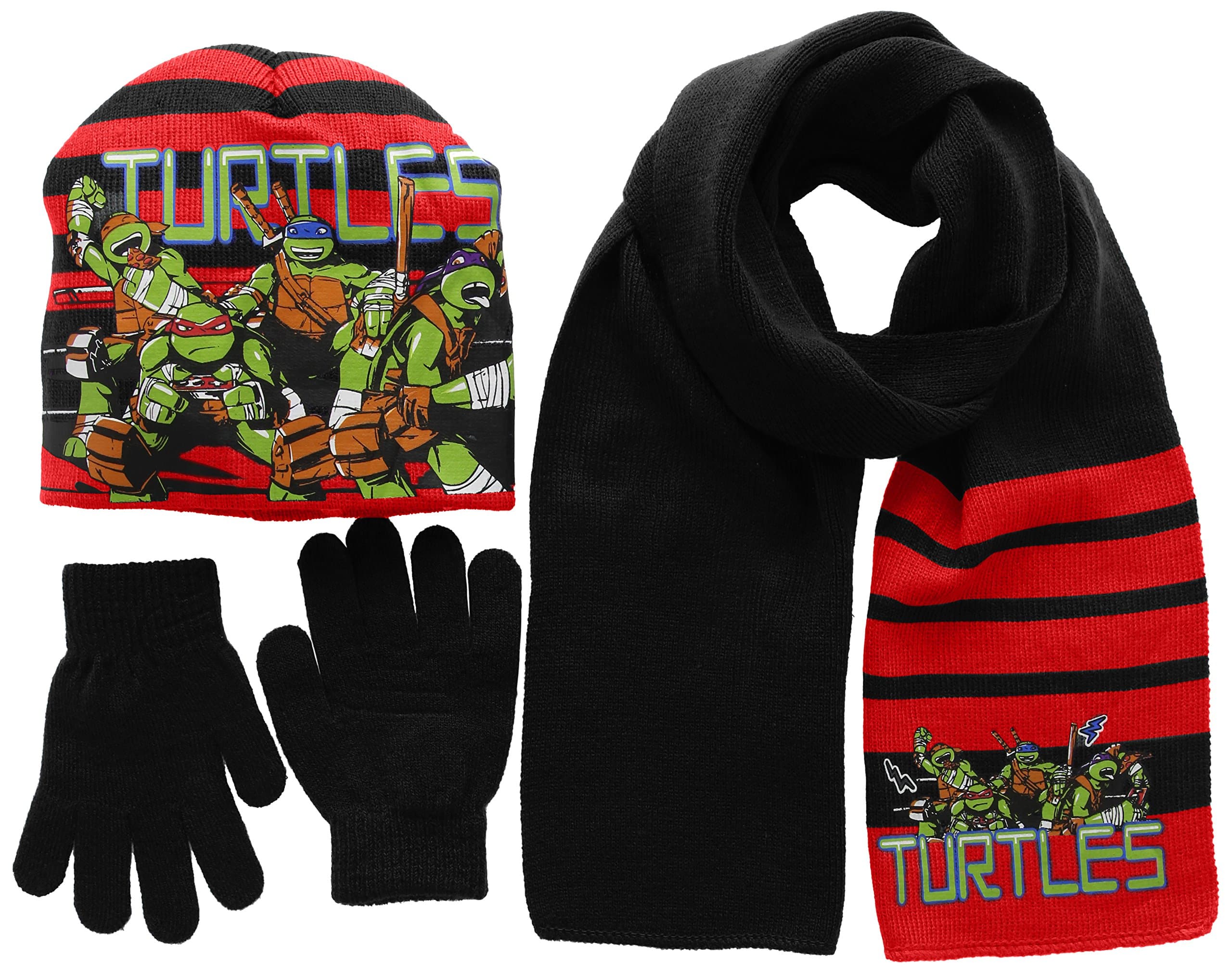 Nickelodeon Boy's Ninja Turtles Fight Hat/Gloves/Scarf