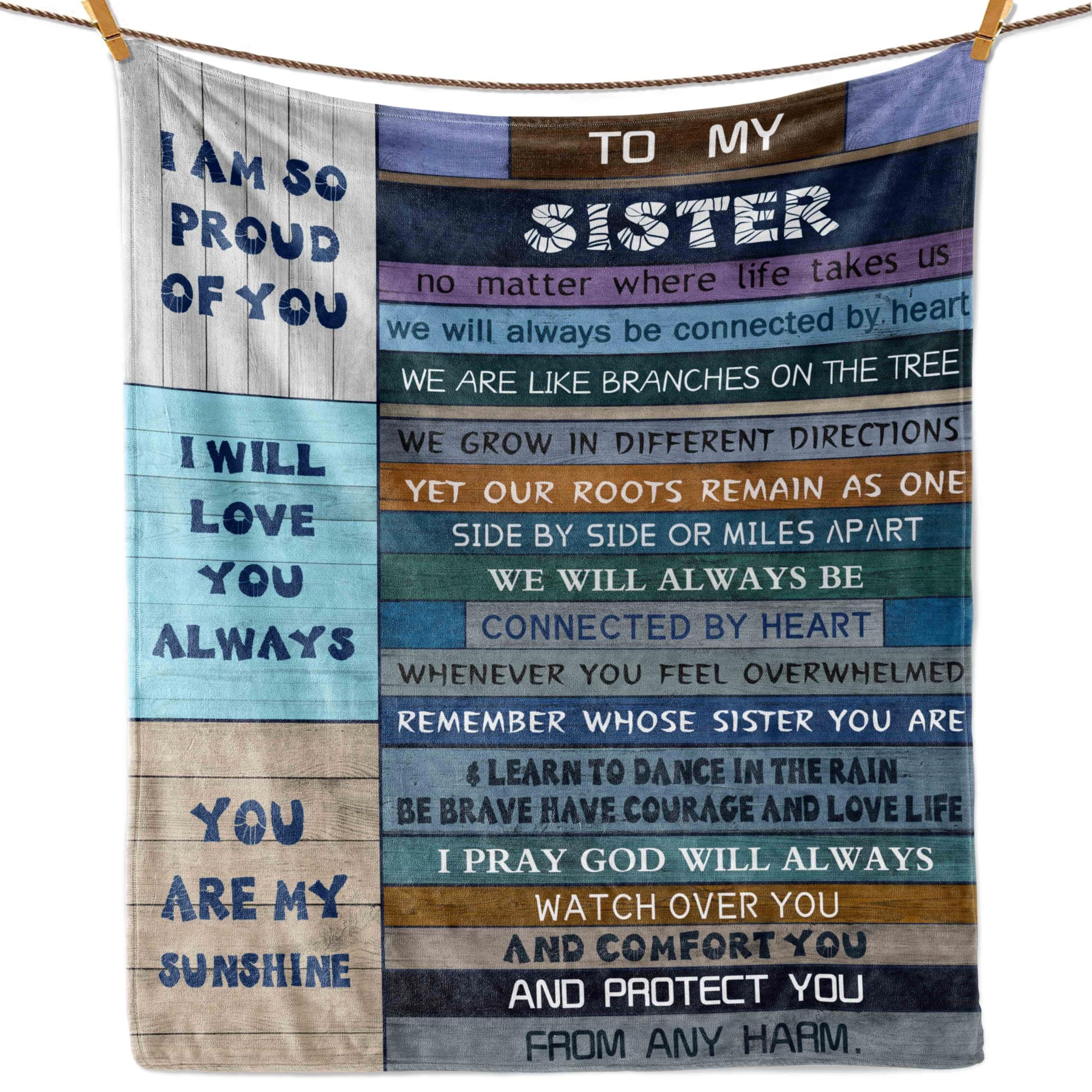 Sisters Gifts from Sister, Sister Birthday Gifts from Sister, Gifts for Sister, Big Sister Gift, Soul Sister, Valentines, Christmas Flannel Throws Blankets Warm Quilts for Bed 60x50in