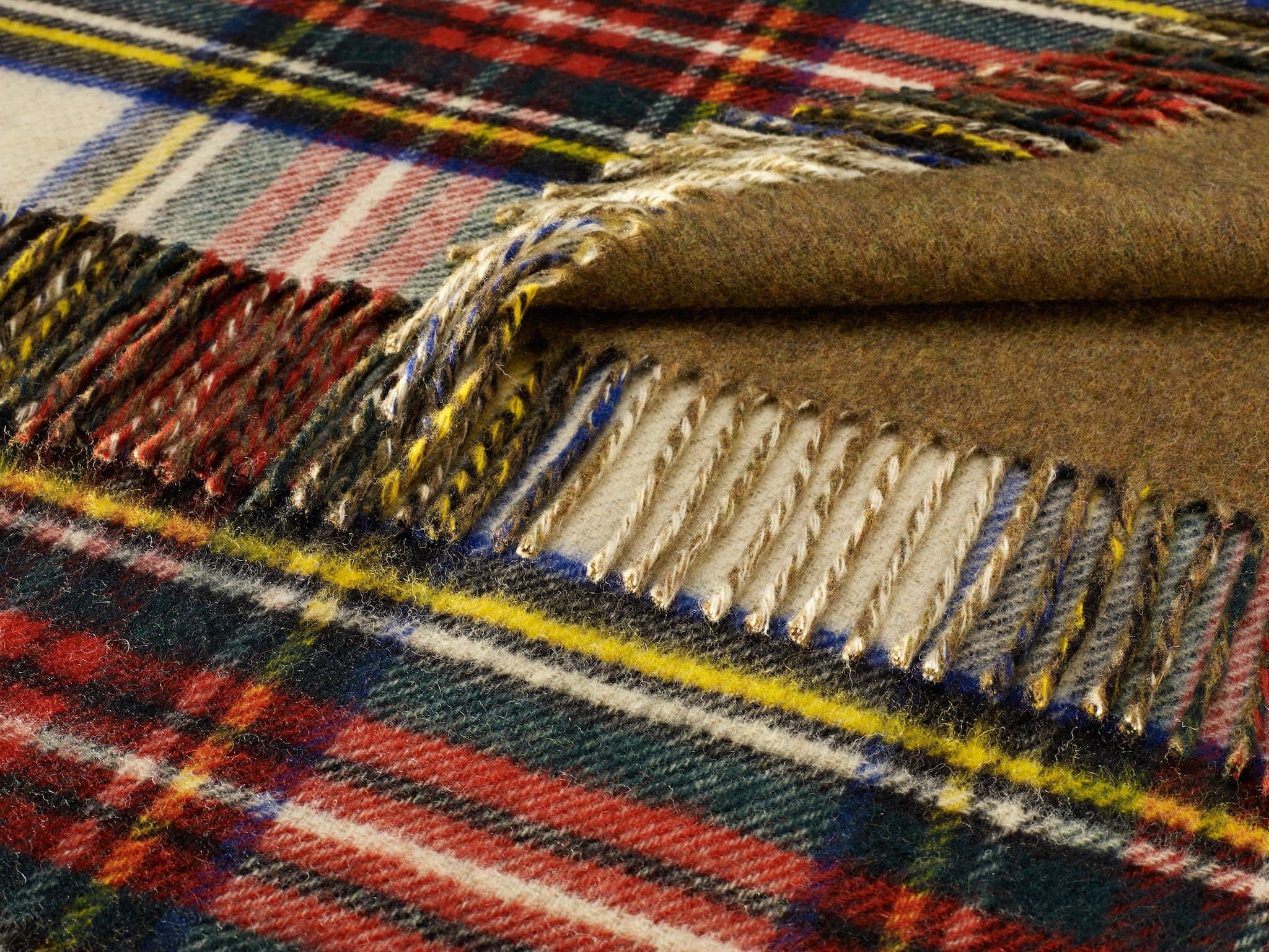 Bronte Throw Blanket - Double Cloth - Merino Lambswool (WW1 Commemorative - George V/Khaki)