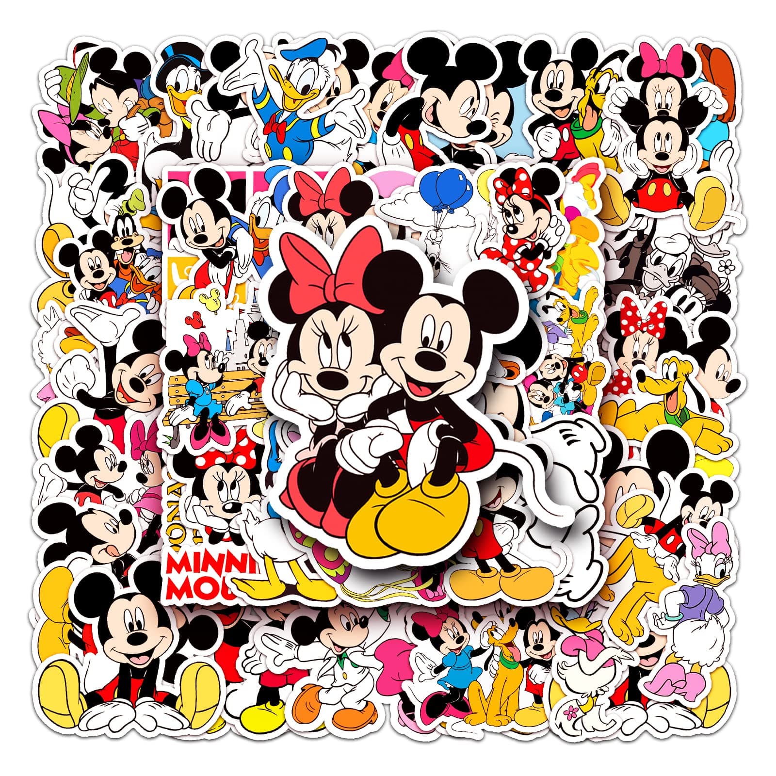 Mickey Mouse Stickers Waterproof Vinyl Stickers for Water Bottle Luggage Bike Car Decals Disney Mickey Minnie Stickers for Teens 50pcs
