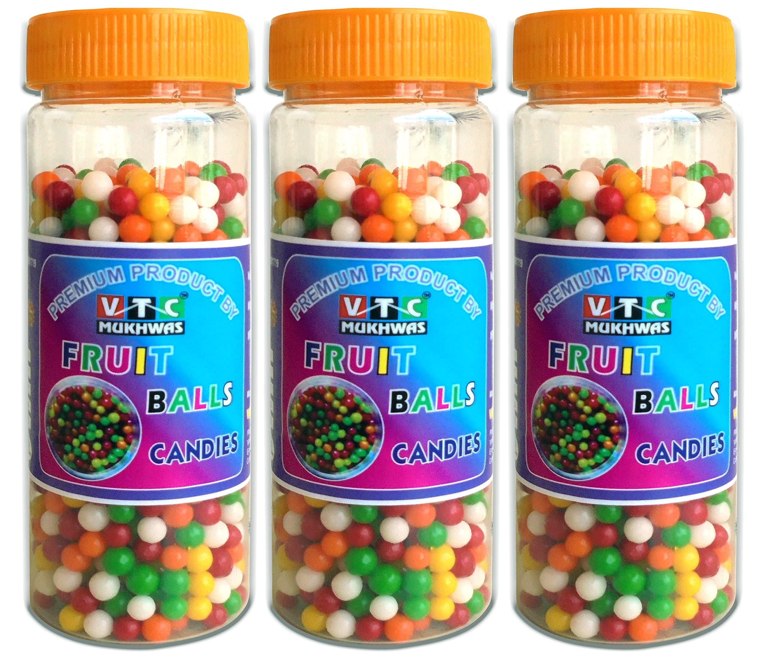 VTC Fruit Balls Candy/Khatti Mitthi Goli (Mouth Freshener) Fruit Balls Candy (Multi Color & Fruity Flavor) Pack of 3 (750 g)