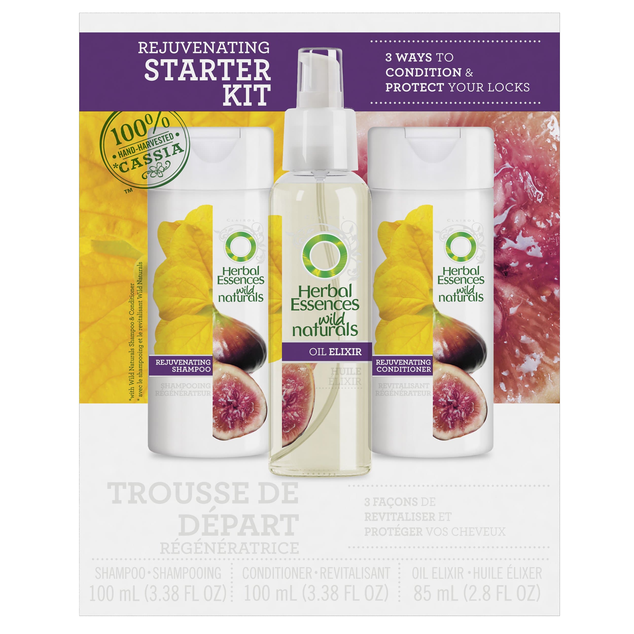 Herbal Essences Wild Naturals Rejuvenating Collection Bundle Kit - INCLUDES Shampoo, Conditioner and Hair Oil