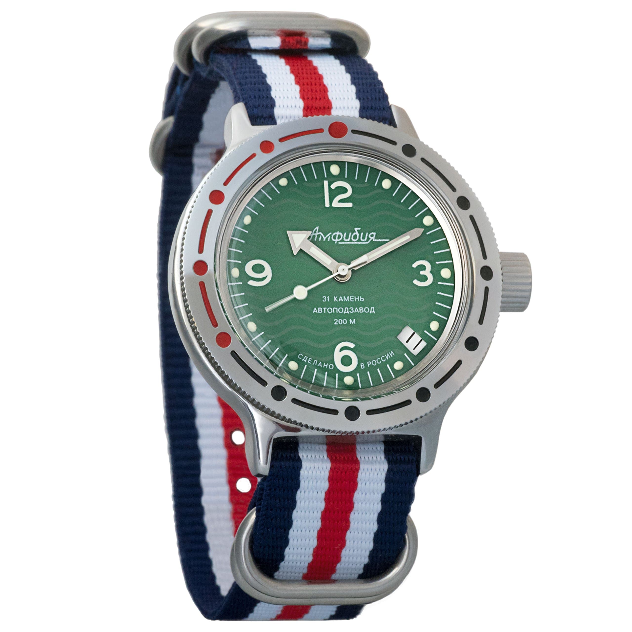Vostok Amphibian Automatic Mens Wristwatch Self-Winding Military Diver Amphibia Case Wrist Watch #420348