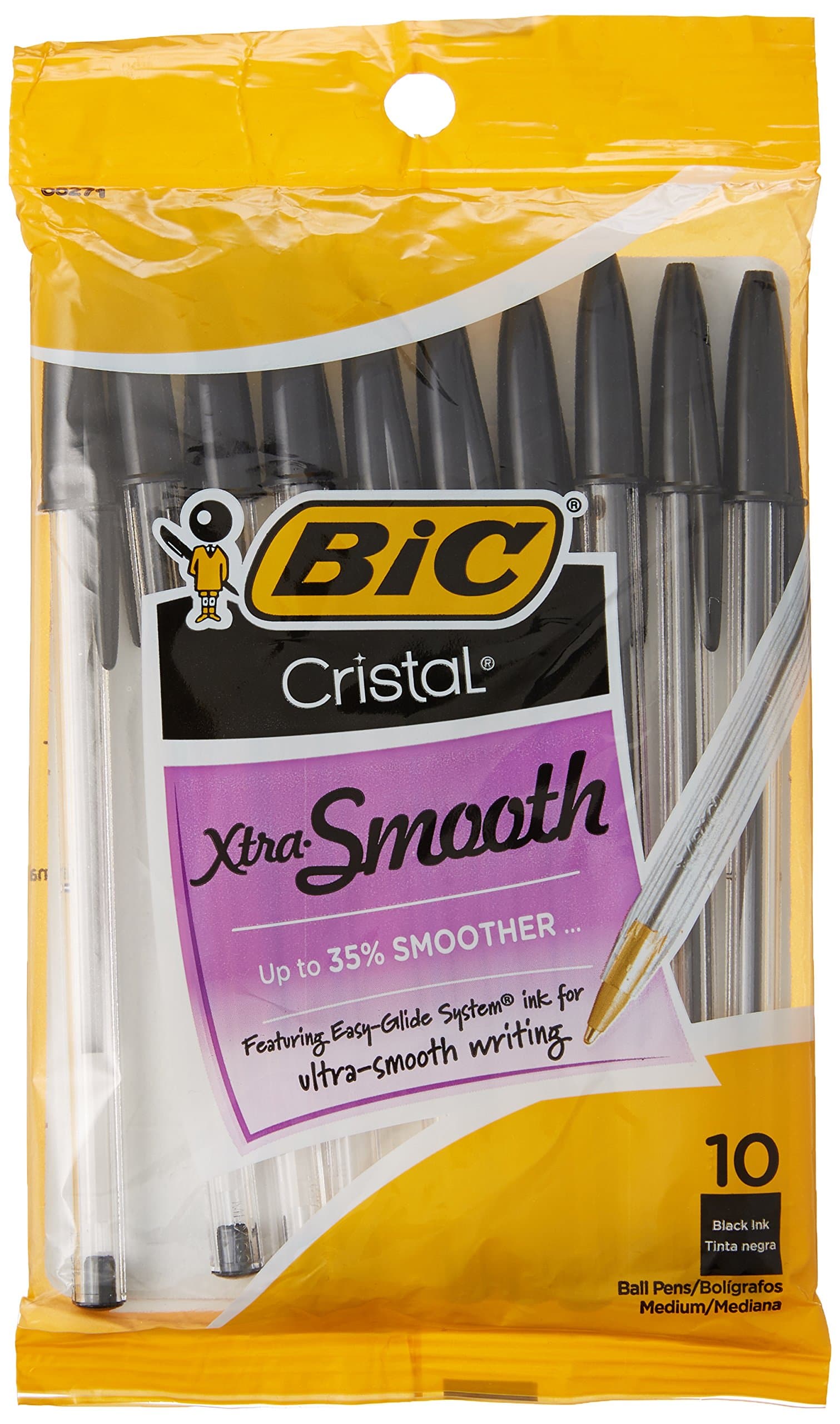 Cristal Stic Medium Ball Pen, Black 10 ea (Pack of 2)