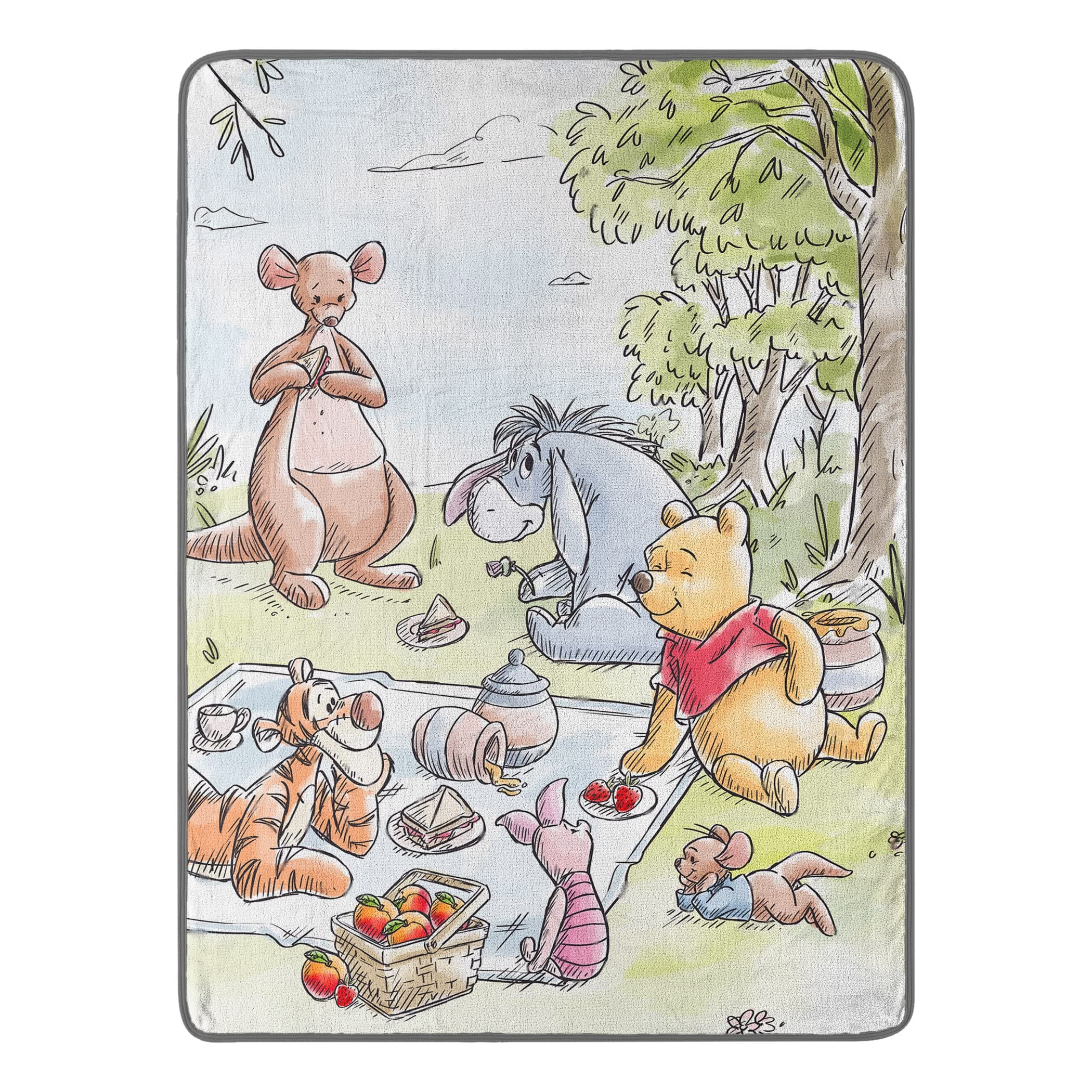 NorthwestDisney's Winnie The Pooh Micro Raschel Throw Blanket, 46" x 60", Friend Picnic