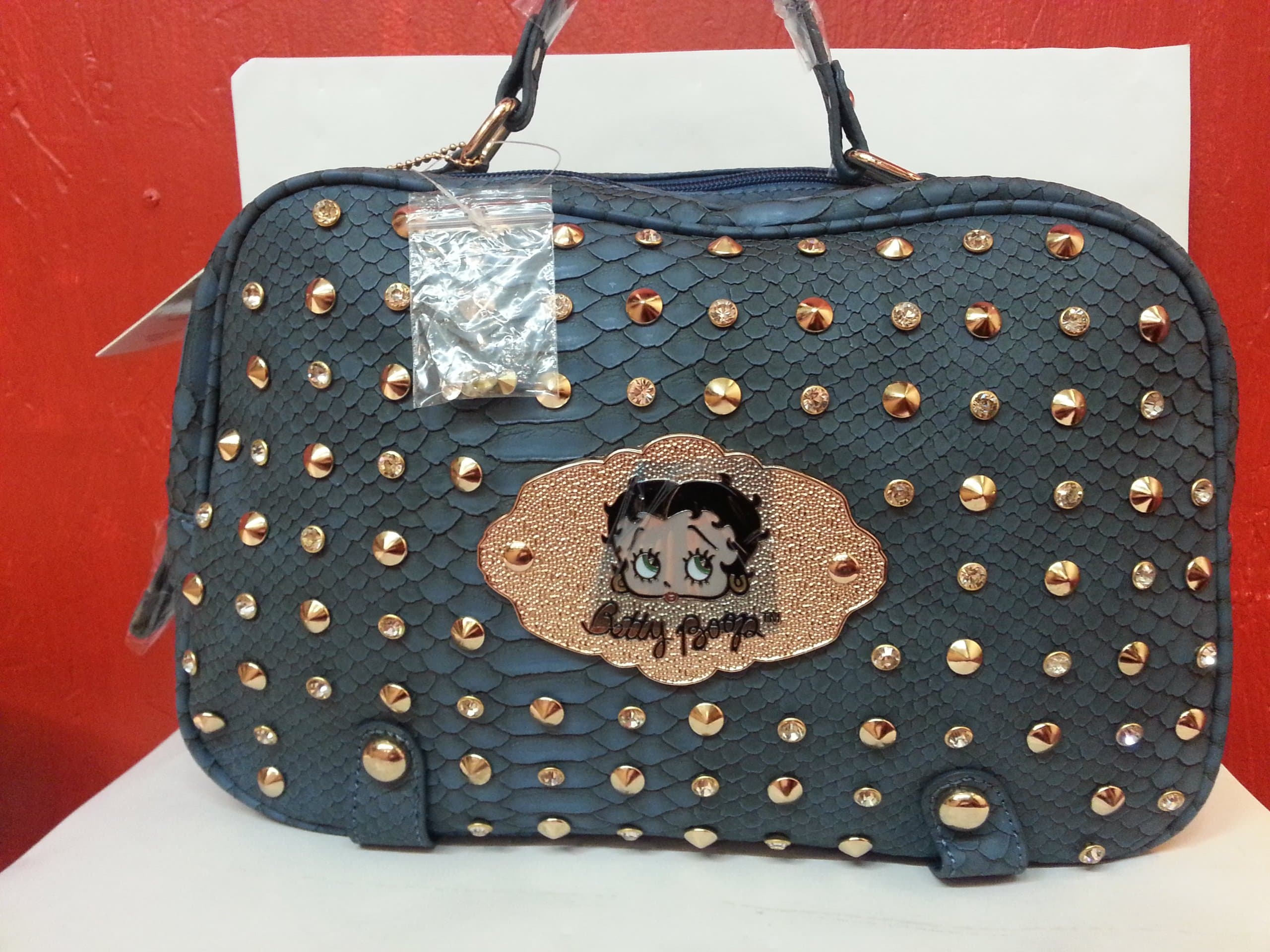 Betty Boop Messenger Bag Blue Snake Pattern