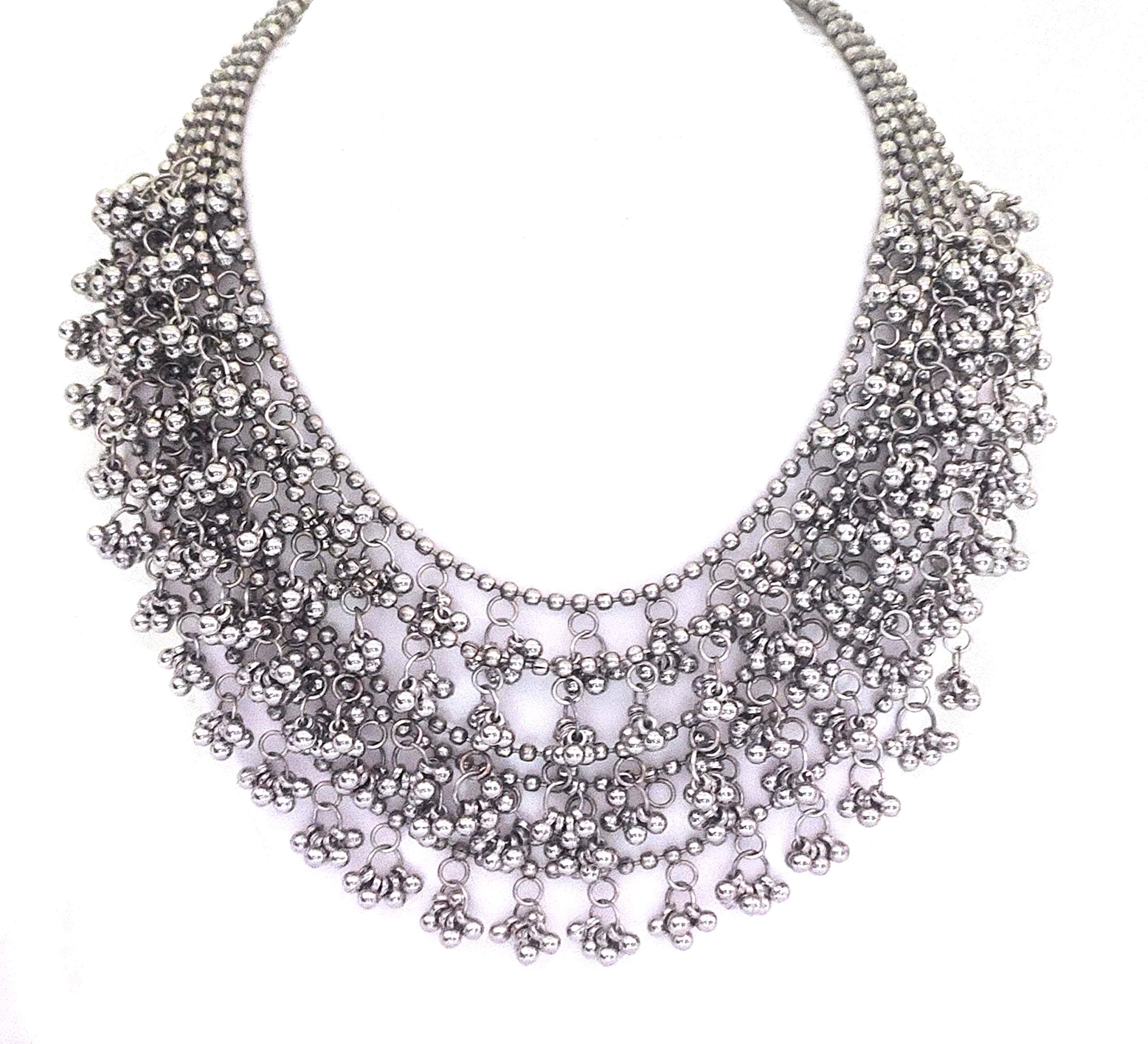 Total FashionLatast Stylish Boho Trible German Silver Oxidised Choker Necklace Jewellery Set Women for Girls