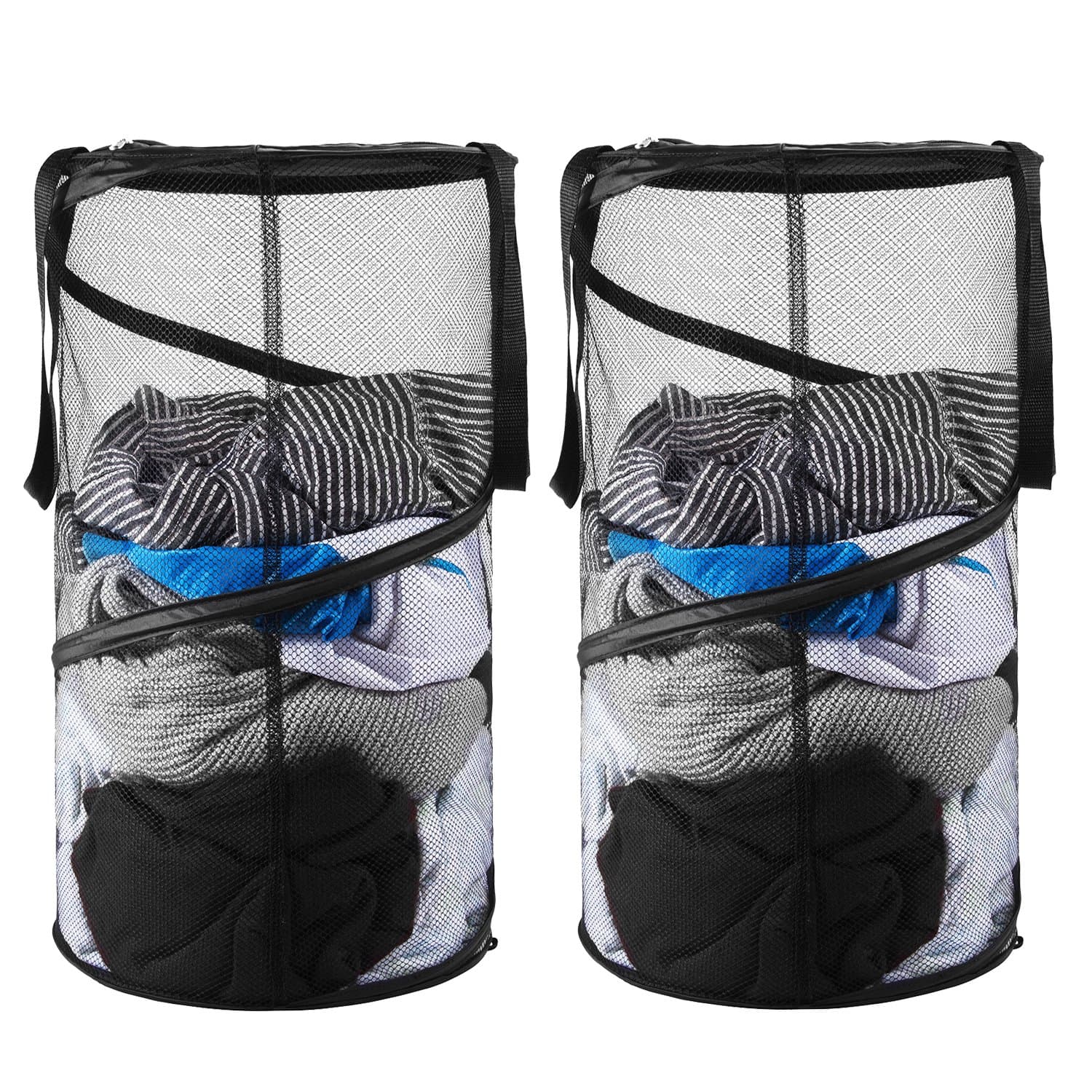 2 Packs Pop-Up Mesh Laundry Hamper, Foldable Collapsible Laundry Basket with Handles for Dirty Clothes, Baby Accessories Toys, Sporting goods