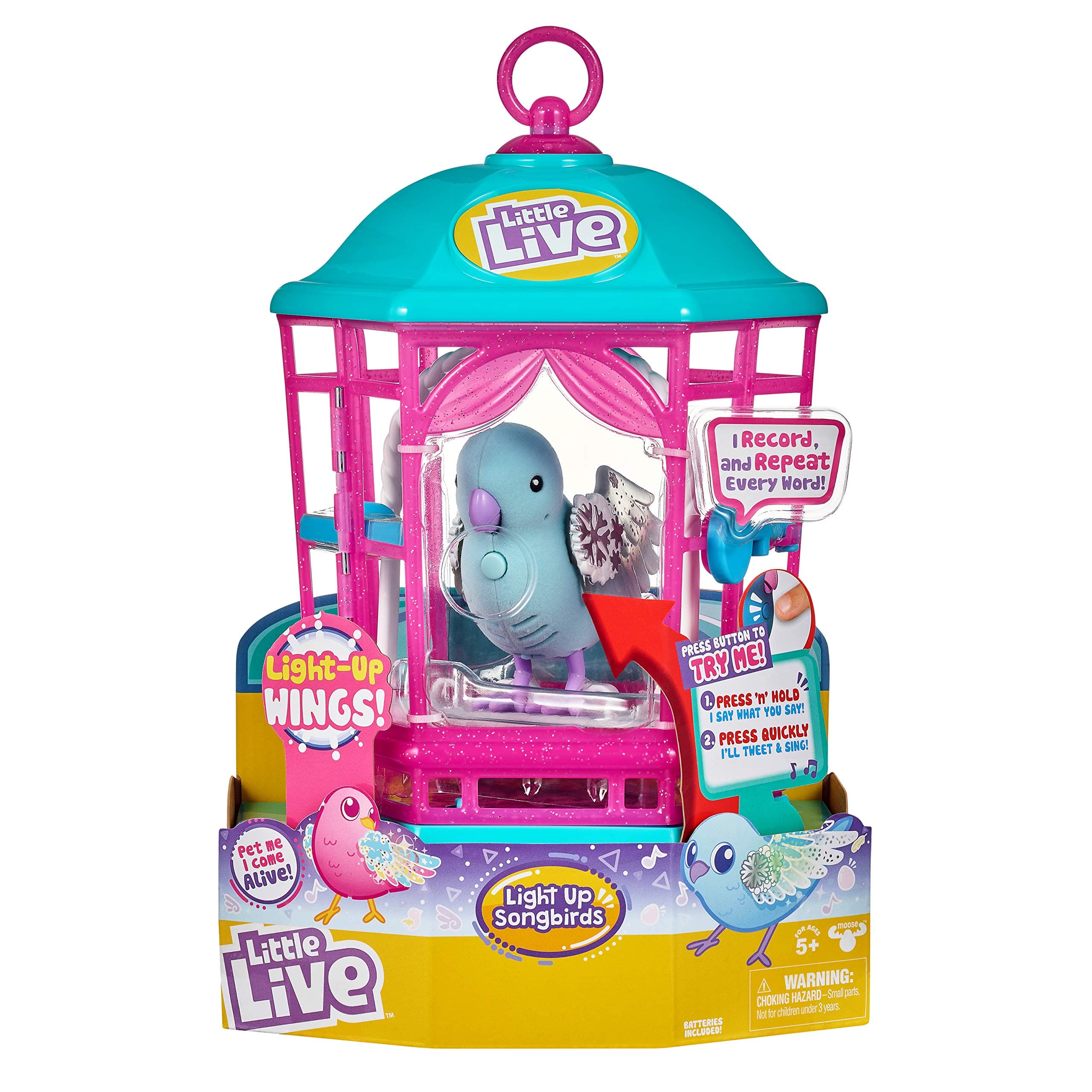 Little Live Pet Bird S9 Cage - Snow Gleam, Toys for Girls, 5 Years & Above, Robot Toys for Children, Animal