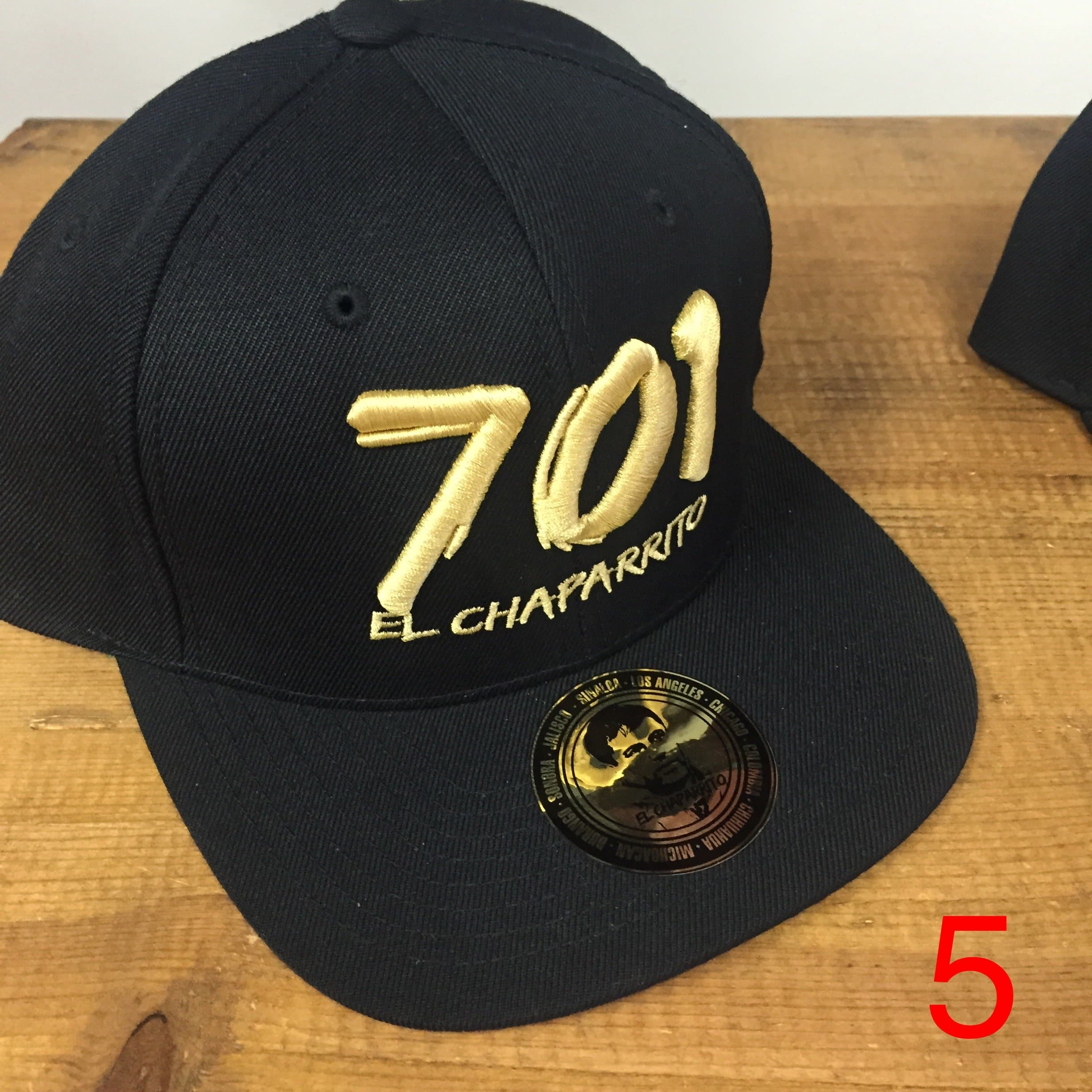 EL CHAPARRITO 701 MENS EL CHAPO ADJUSTABLE SNAPBACK CAP HAT UNISEX IN BLACK GOLD