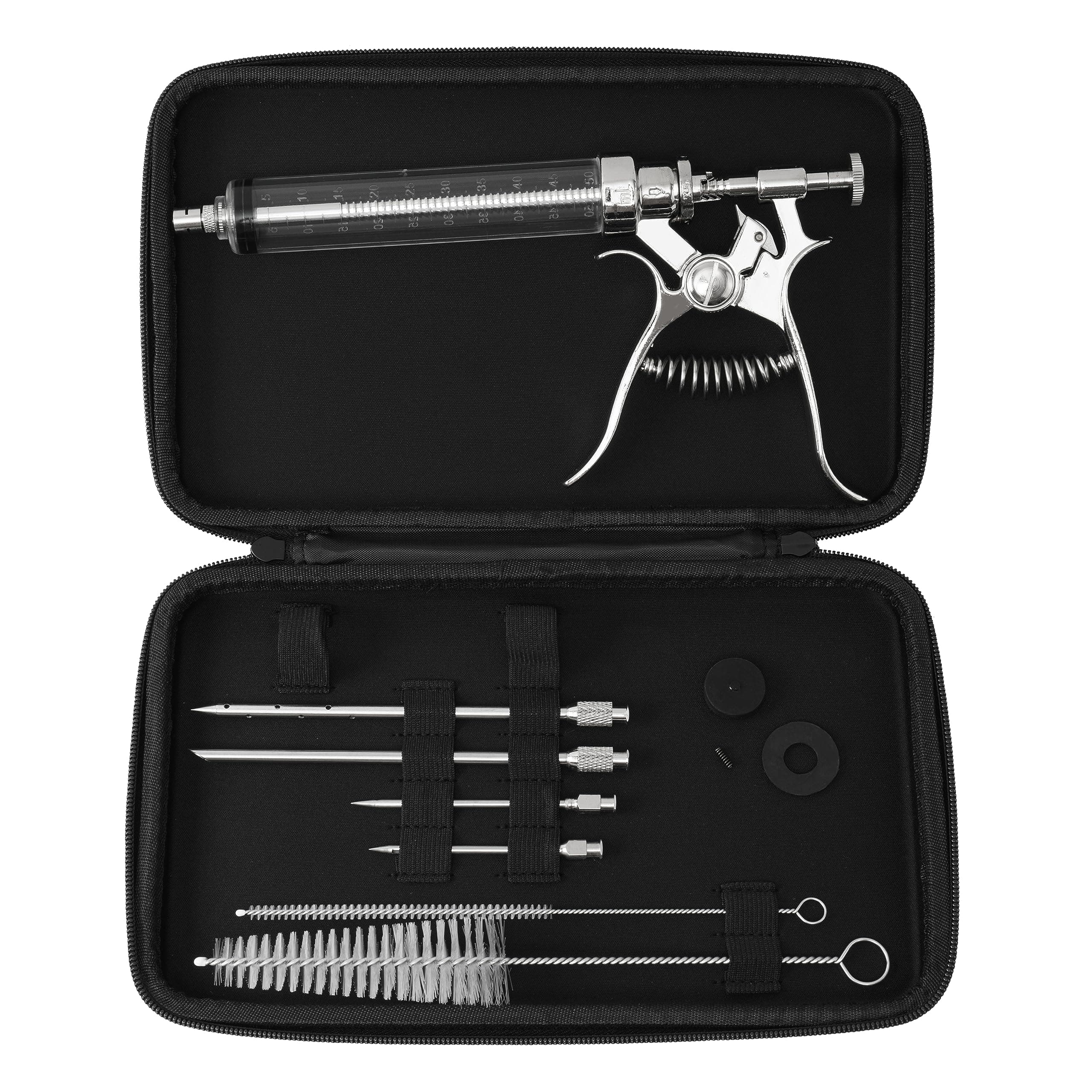 Meat Injector Gun Kit for Smoking & Grilling - Stainless Steel BBQ Meat Turkey Injector with Case, Instruction Book - Professional Brisket Flavor Injector Syringe - Marinade Meat Injector