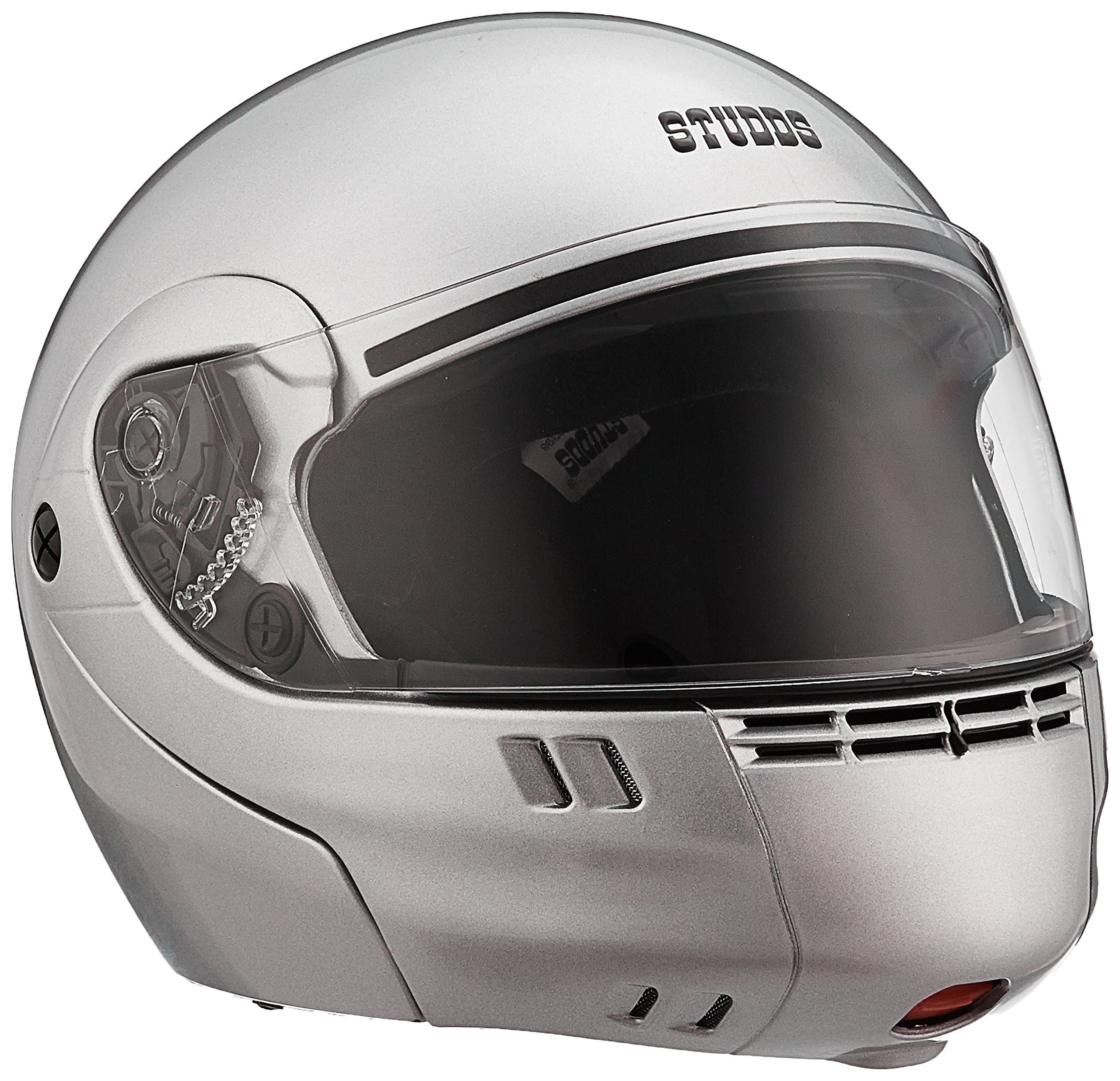 Studds Ninja 3G ECO Flip Up Full Face Helmet (Silver Grey, L)