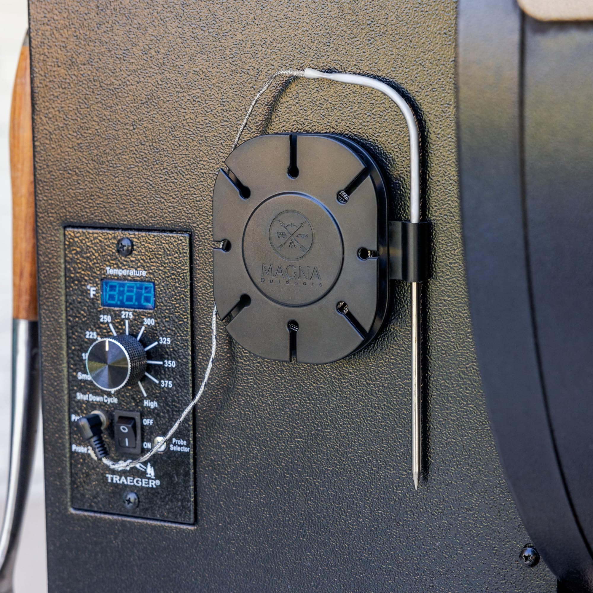 Traeger Compatible Temperature Probe Magnetic Spool Organizer - Fits Traeger Manufactured Temp Probes Only - Allows You to Wrap Your Temperature Probe and Wire and Store Inside Or On Pellet Hopper