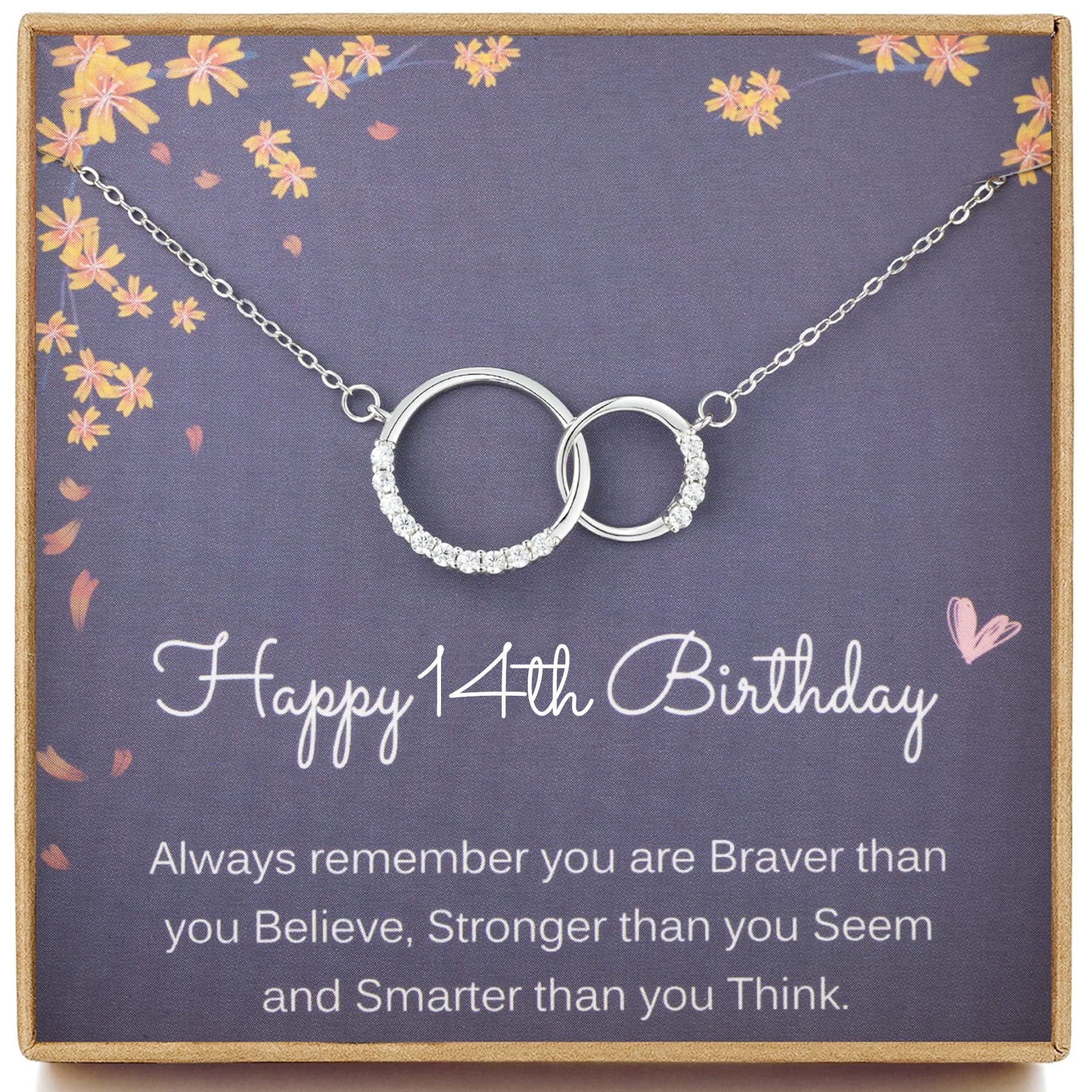 14th Birthday Gifts for Girls, 925 Sterling Silver Infinity Necklace Created with 14 Cubic Zirconia, Thoughtful Necklace Present for 14 Year Old Girl, 14th Jewellery Gifts