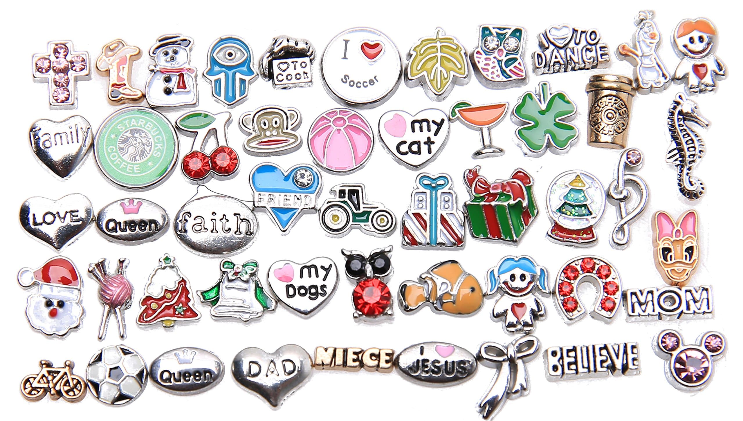 YuanKanJu 50 Pcs Mixed Random Floating Charms for Glass Living Memory Lockets Origami Owl Lockets DIY Wholesale Gold and Silve by Loyalight Model 3 (50 Pcs)