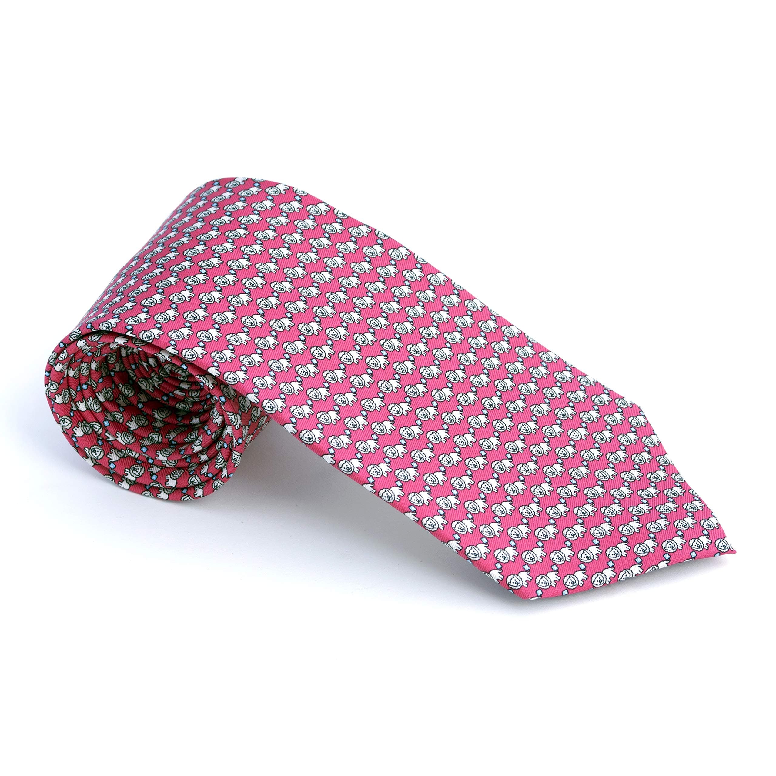 Men's 100% Silk Neckties Lion Printed Tie (Radical Red)