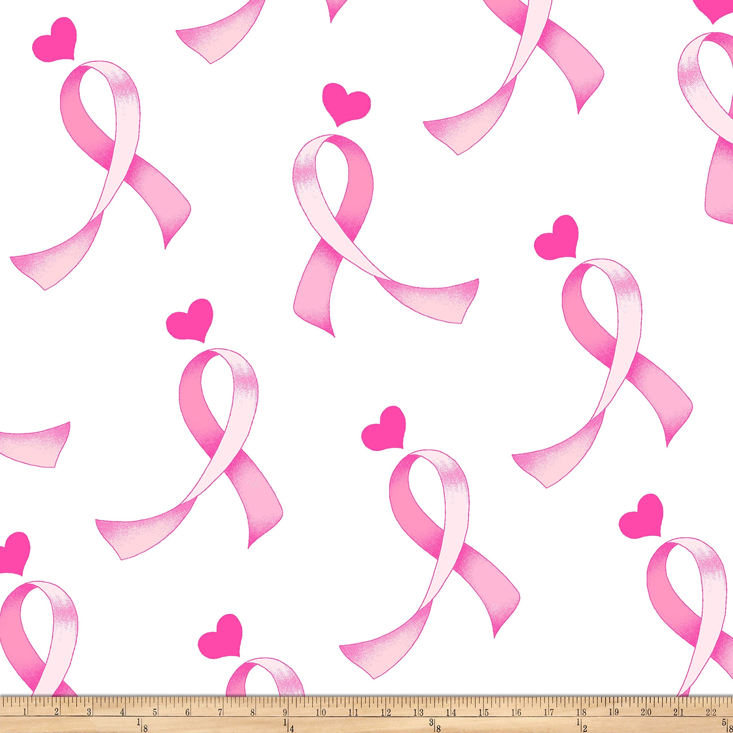 Marcus Fabrics Breast Cancer Fleece Pink Ribbon and Hearts Fabric by The Yard