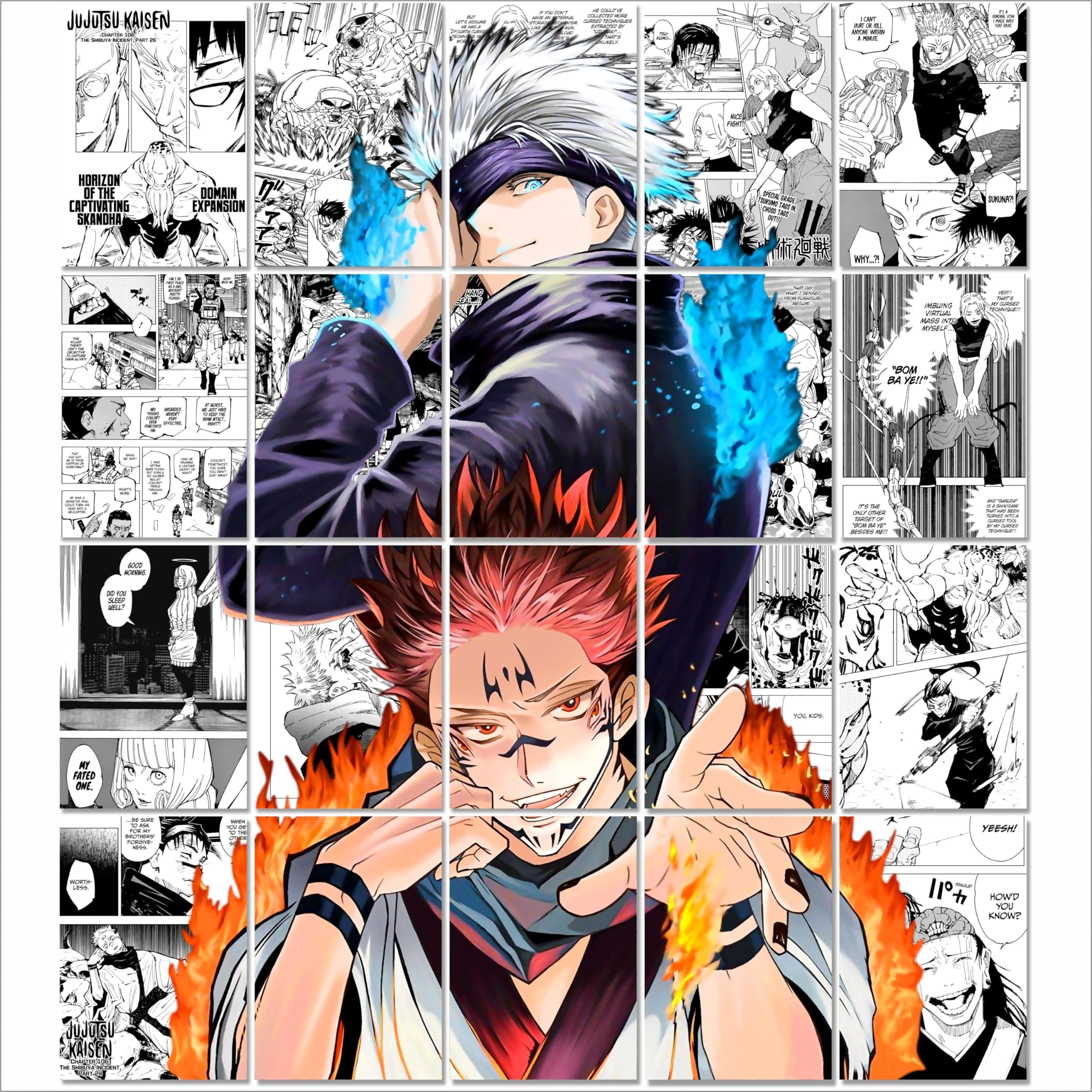 Anime Merchandise Naruto Posters For Wall (20 Pieces) Self Adhesive, HD Printed Manga Merch Poster For Room Decoration (SUKUNA - JJK)