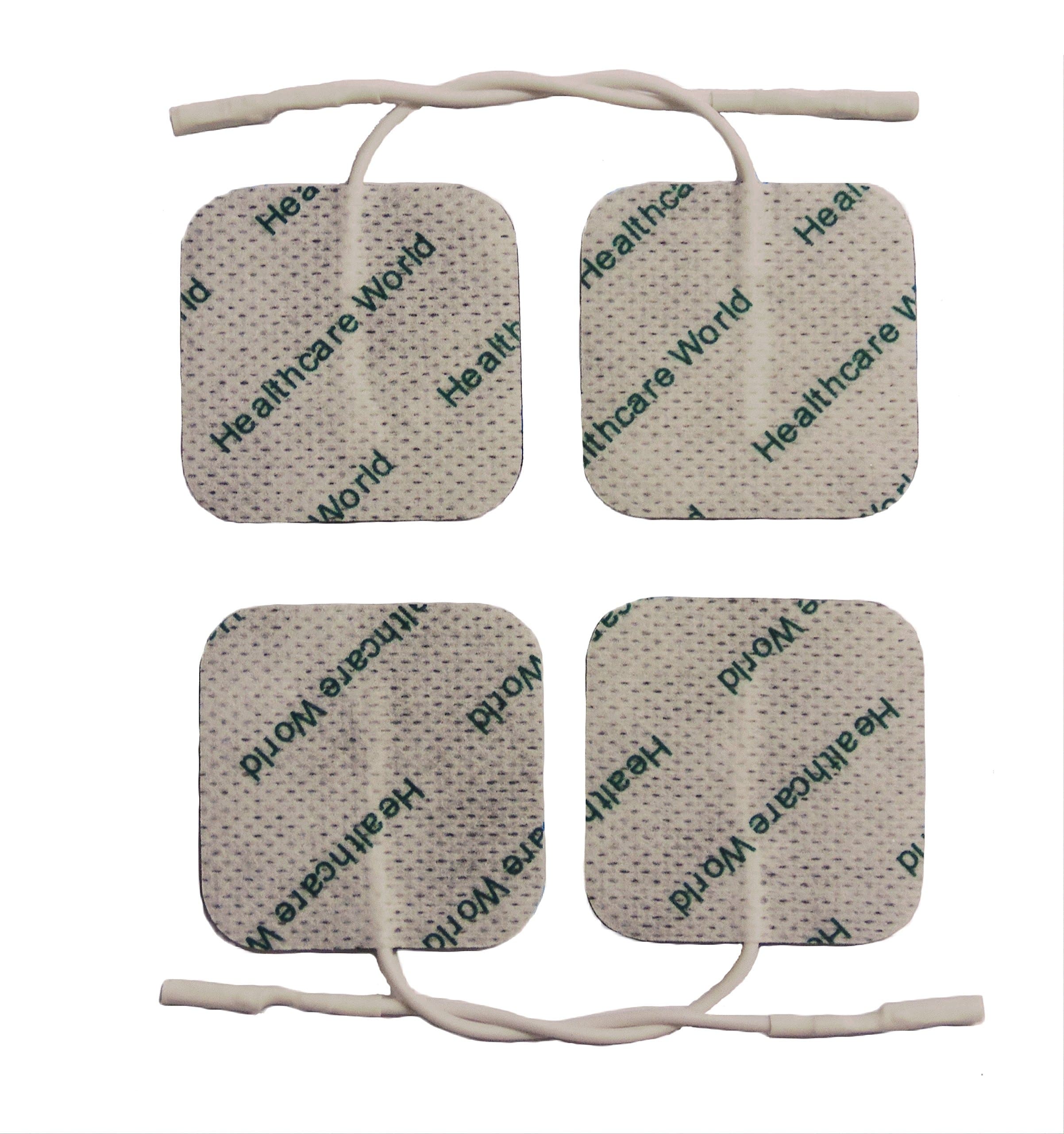 TENS Machine Electrode Pad Joint,muscle,Back Pain-relief Self-Adhesive Resuable Replacements 4x4 Perfectly Design For Electrothrepy pack of 4 comaptible with Beurer,Lloyds,Sanitas,Obi, Healthcareworld
