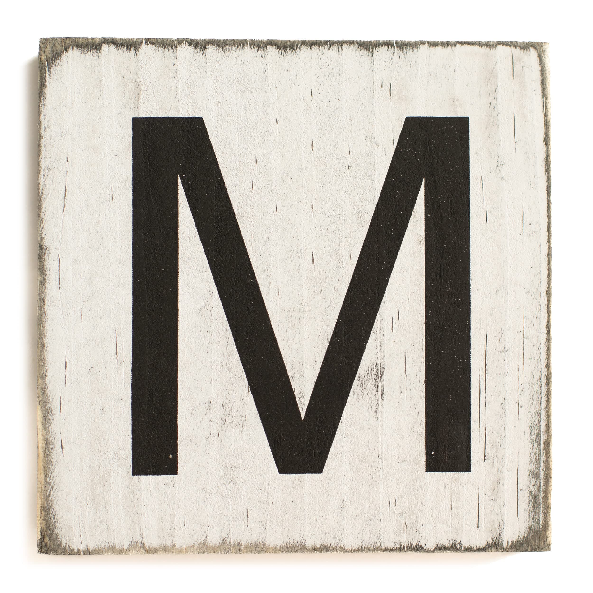 Letter Tiles, Wall Decor, Wooden Crossword Letters for Living Room, Dining Room, Kitchen, or Bedroom, Family Signs for Home 3.5 Inch, Rustic, Letter M