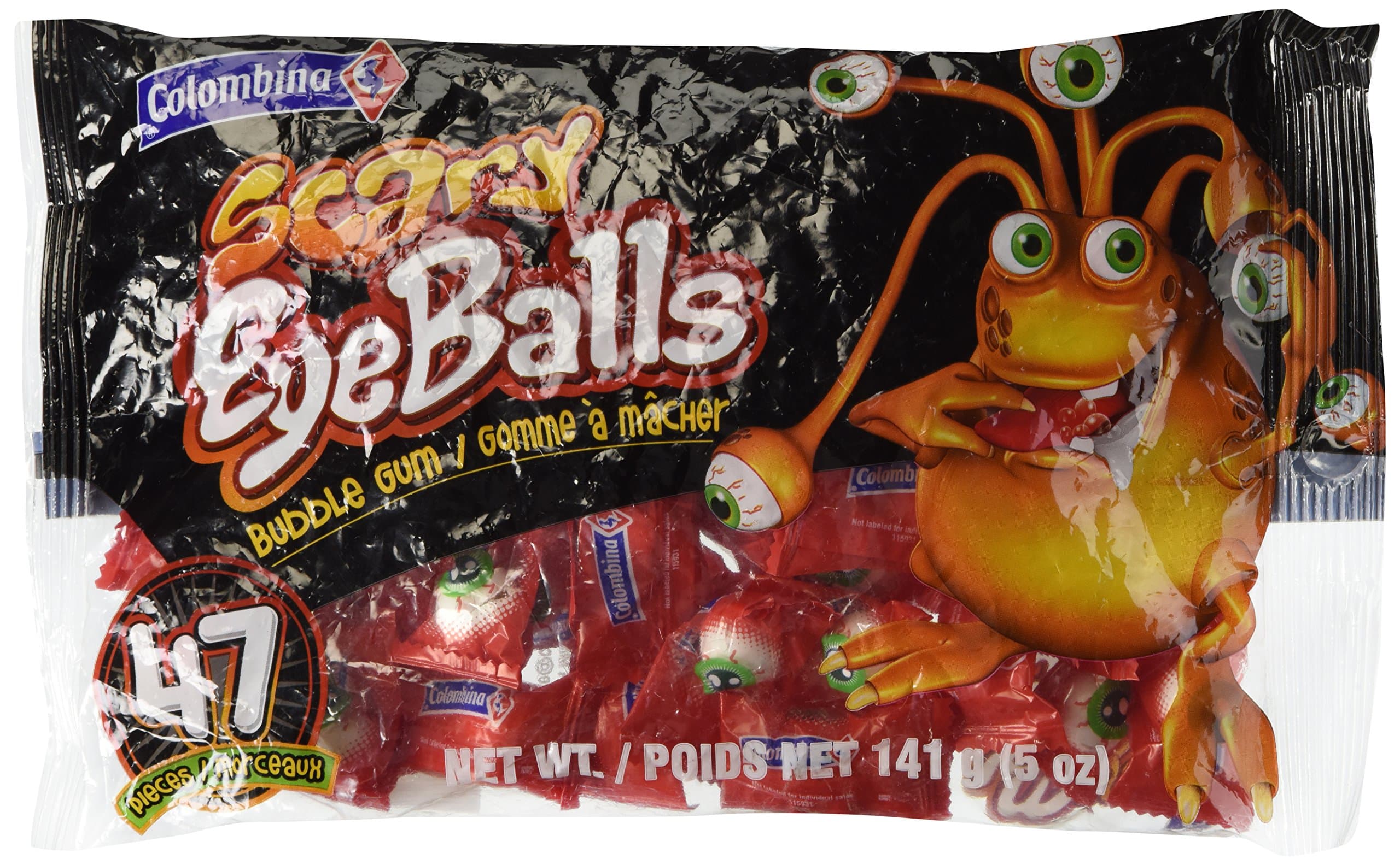 Scary Eyeballs Bubble Gum Halloween Candy (47 pieces)