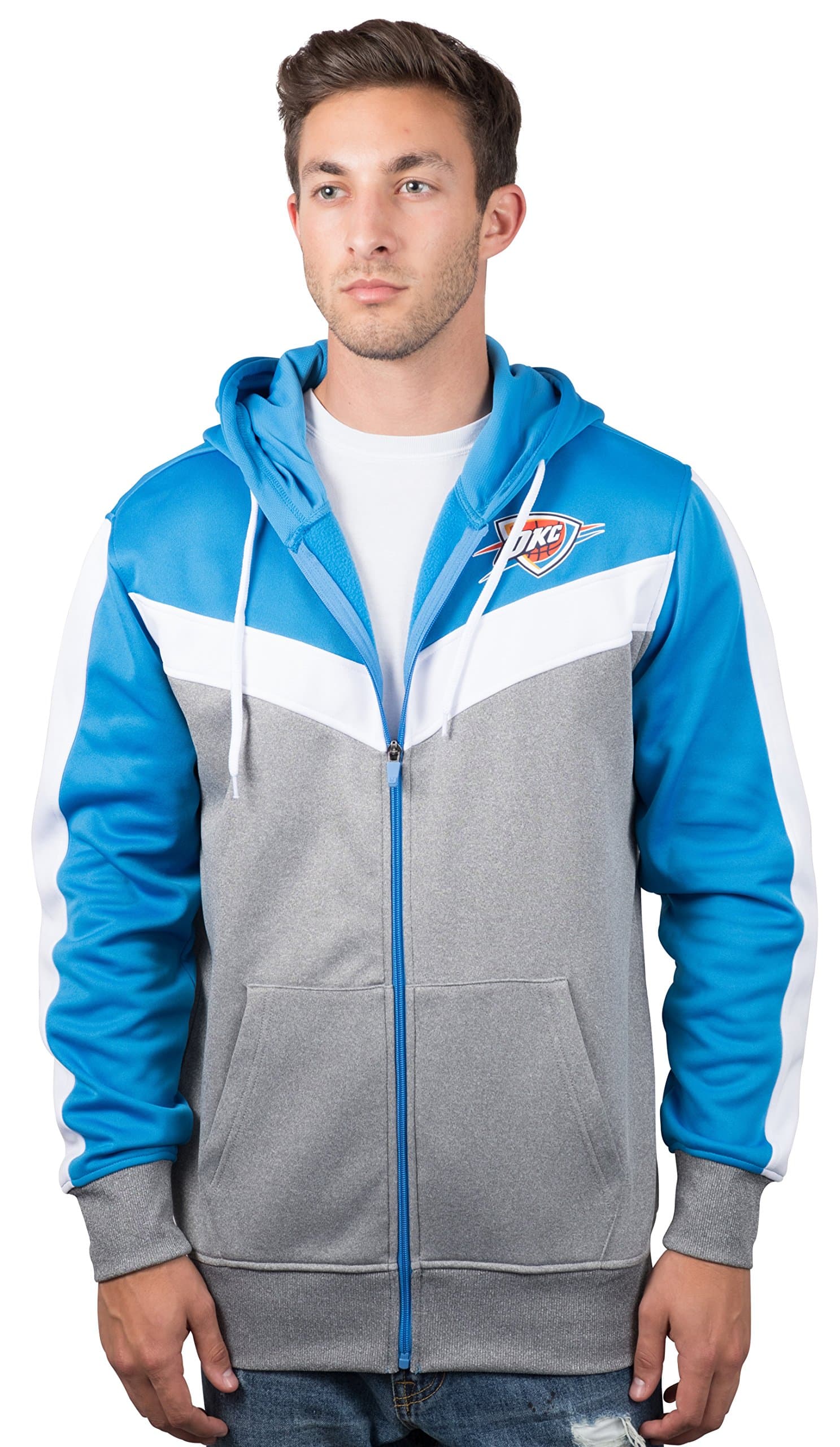 Ultra GameMen's GZM2948F Nba Back Cut Team Color Contrast Full Zip Hoodie