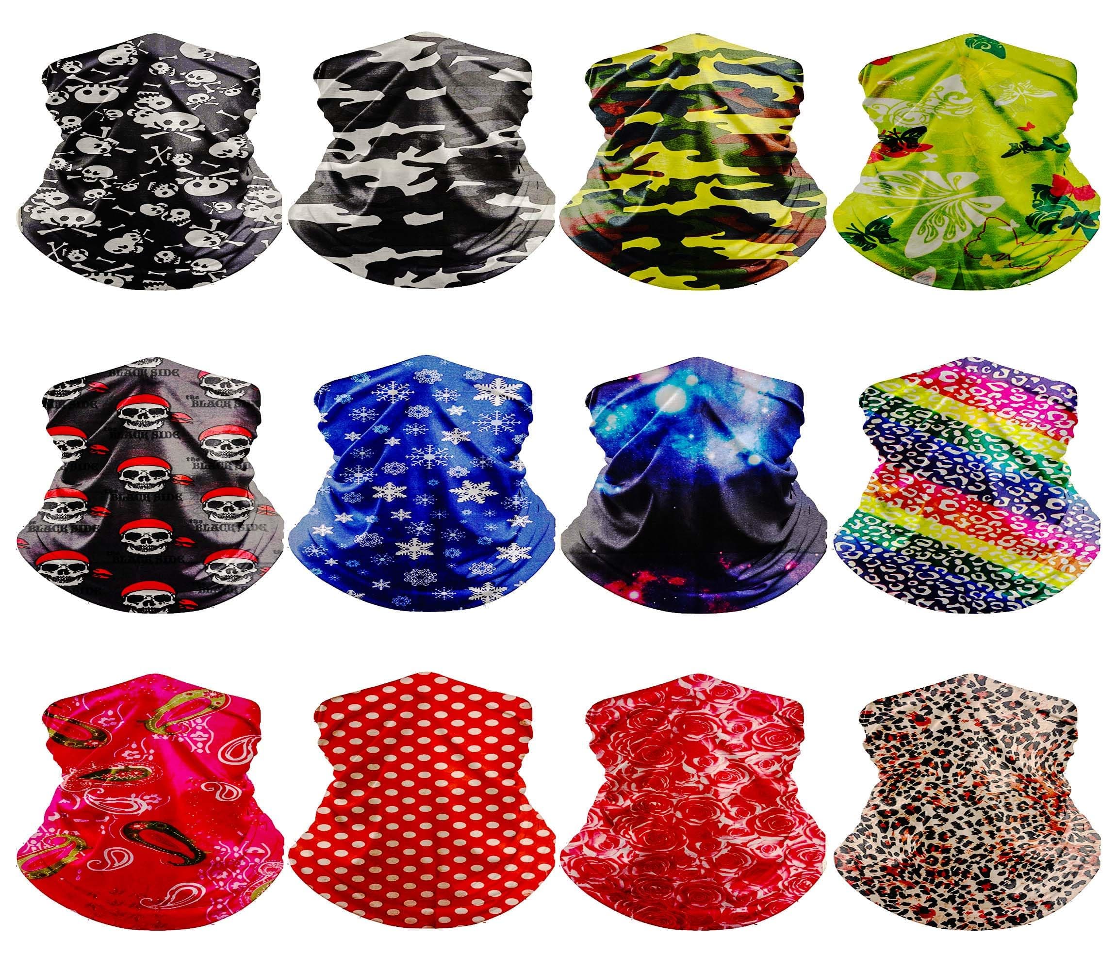 12PCS Neck Gaiter Balaclava Multifunctional Magic Scarf Sports Tube UV Face Mask for Men Shield Headband Headwear for Women