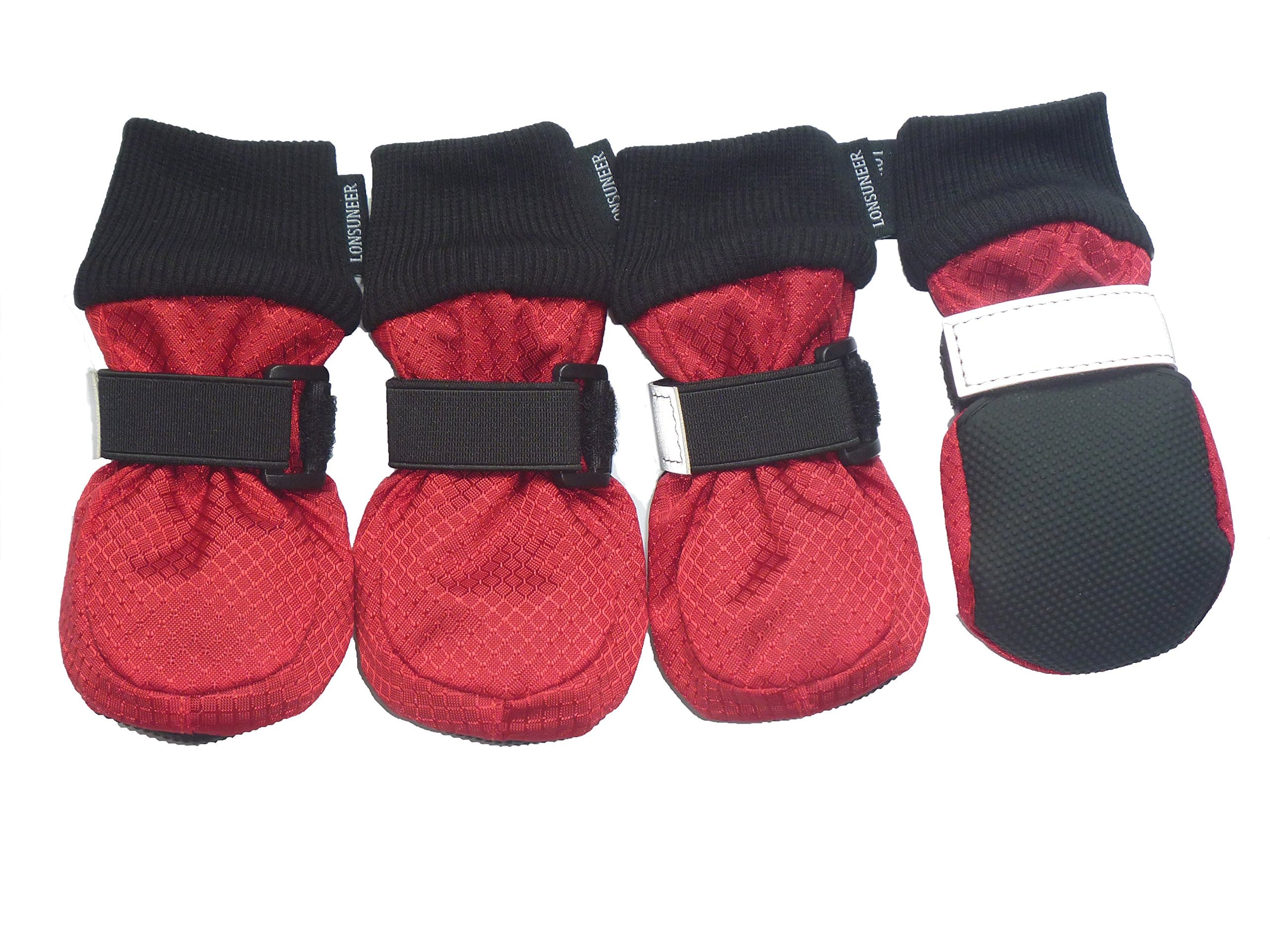 Winter Paw Protector Dog Boots Waterproof Soft Sole and Nonslip Set of 4 Color Red Size Small
