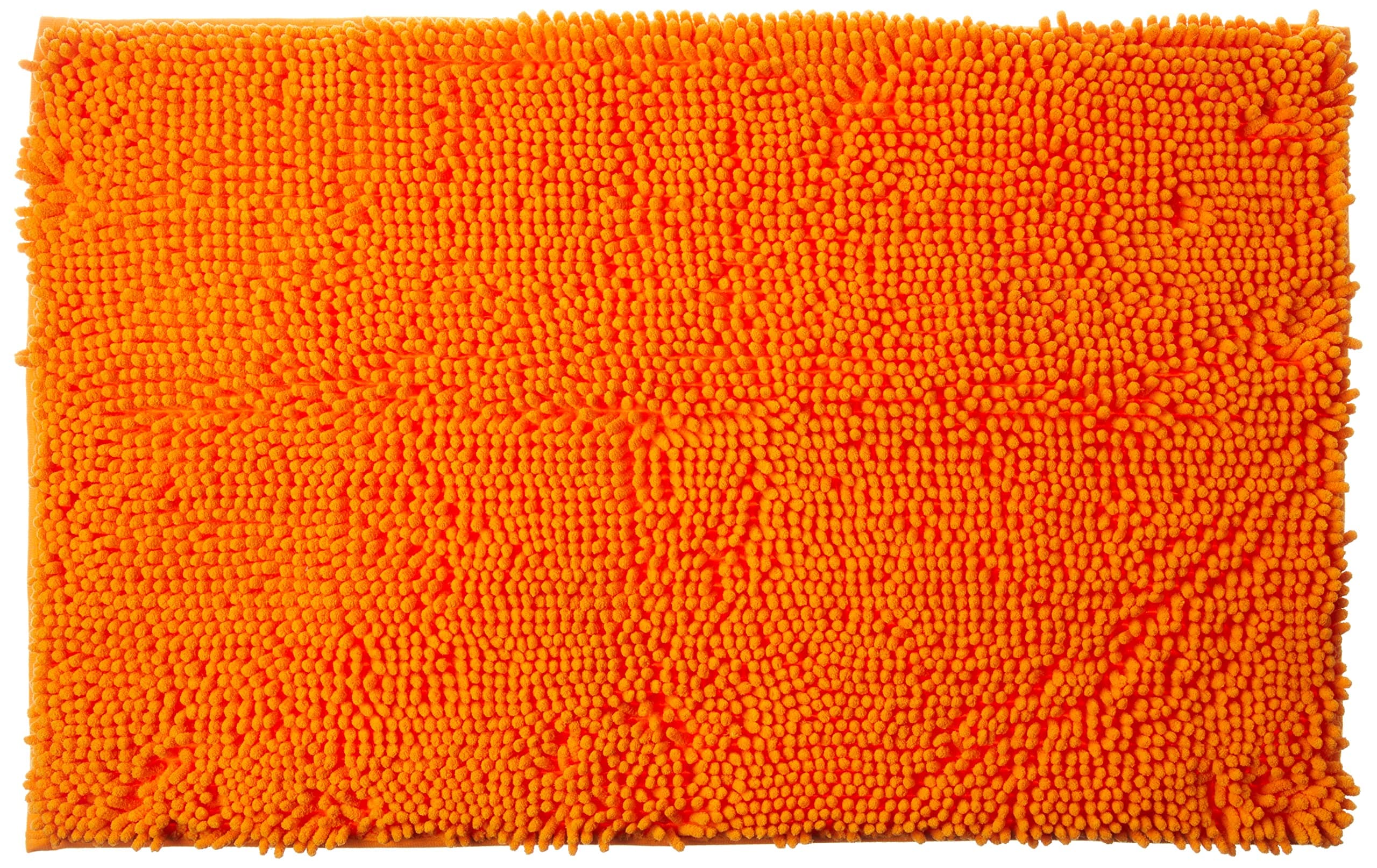 MAXYOYO Orange Chenille Rug, Non Slip Bath Mat, 19.7 x 31.5 Inch, Handmade, High Pile, Washable, Super Absorbent, Modern Throw Rug