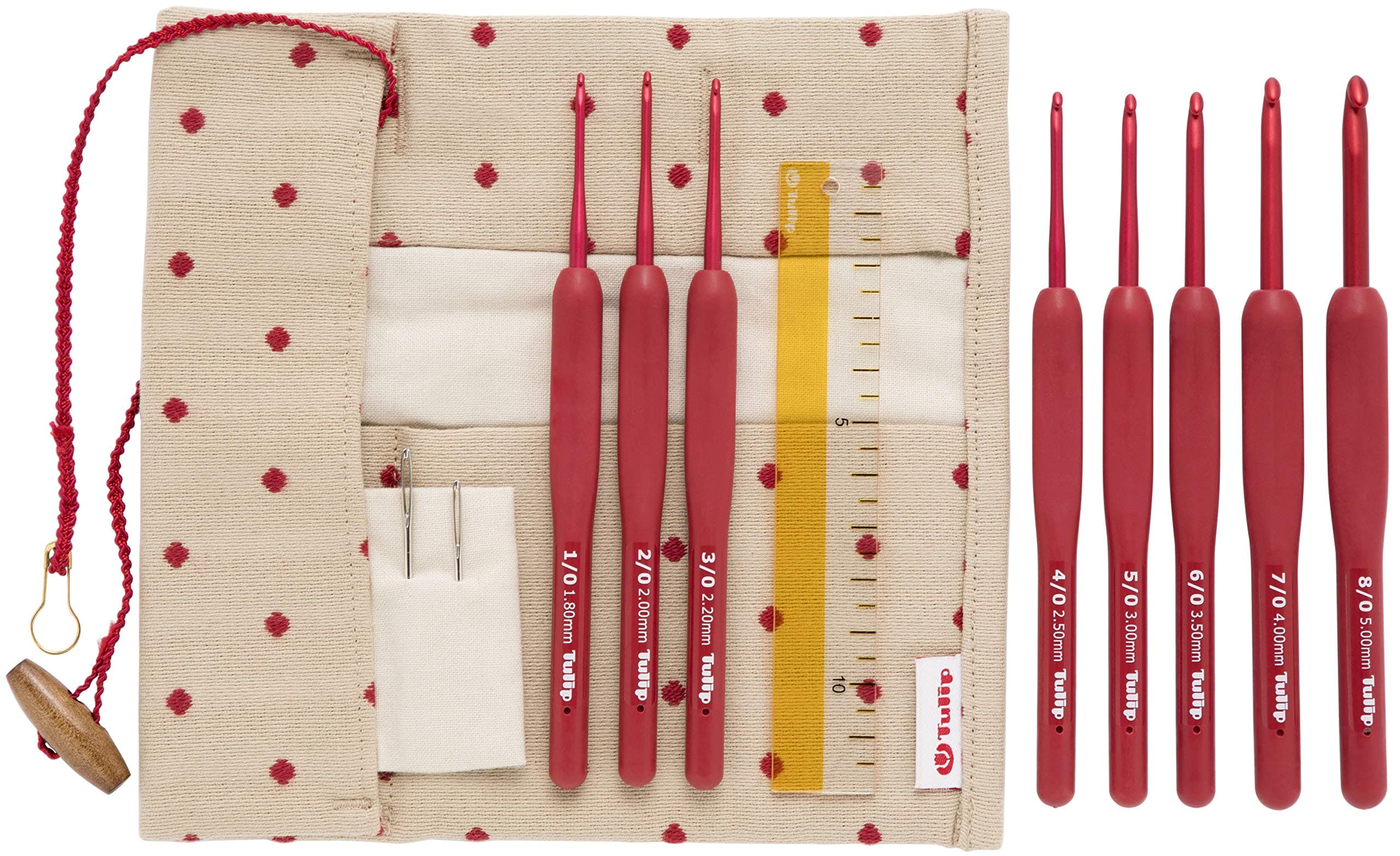 Tulip Crochet Hook Set, Aluminum, Rubber, Red