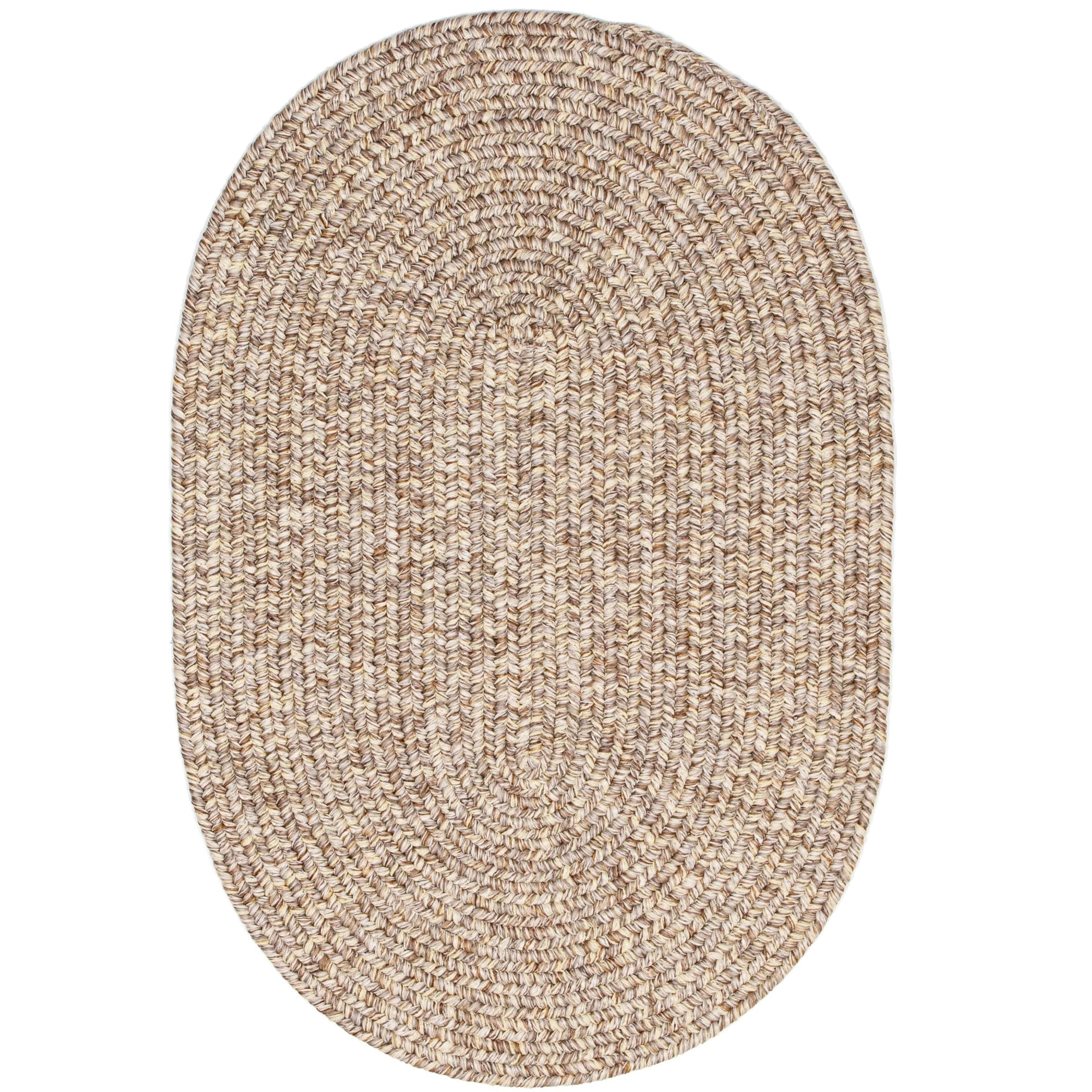 Super Area Rugs Rustic Farmhouse Living Indoor/Outdoor Reversible Braided Rug - Made in USA - Beige Mix 2' X 3' Oval